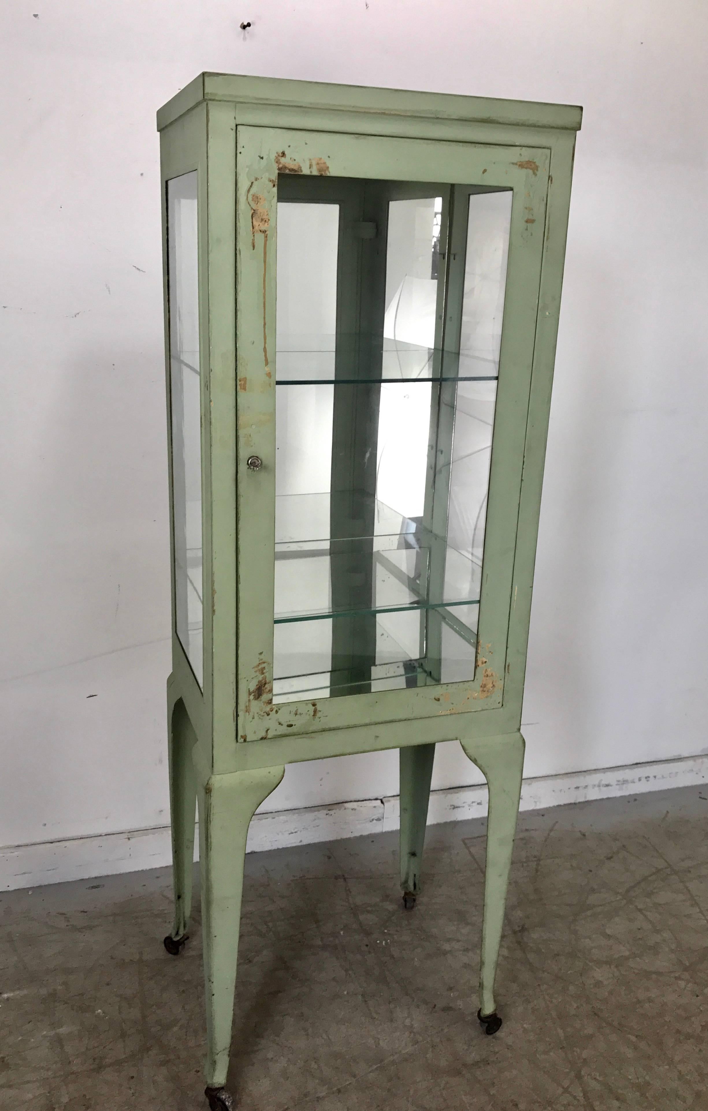 Early 20th Century Classic 1920s Metal and Glass Specimen Cabinet, Medical, Industrial