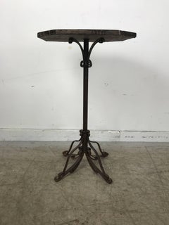 Stunning Arts and Crafts Iron and Tile-Top Stand or Table, Italy