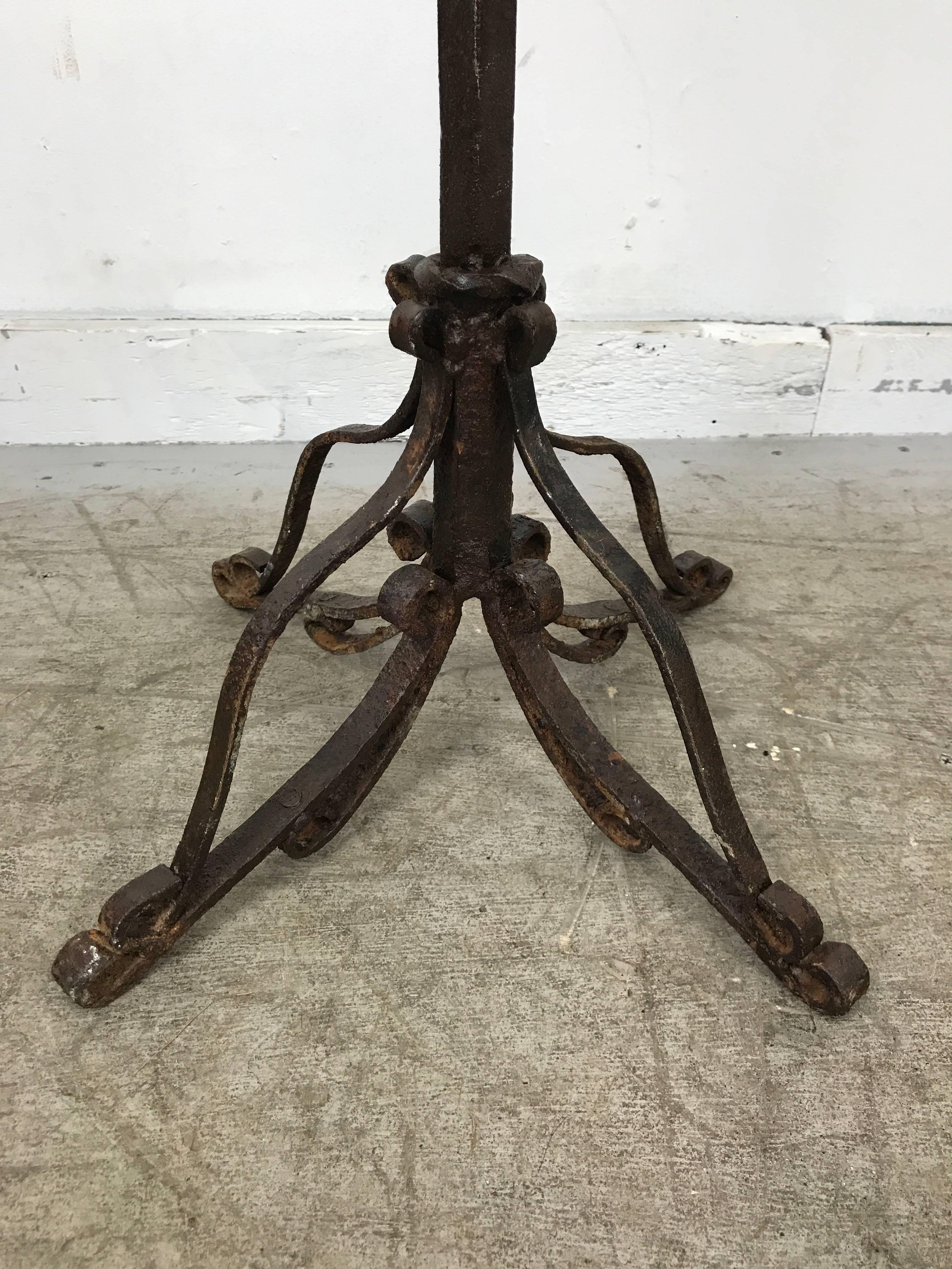 Italian Stunning Arts and Crafts Iron and Tile-Top Stand or Table, Italy