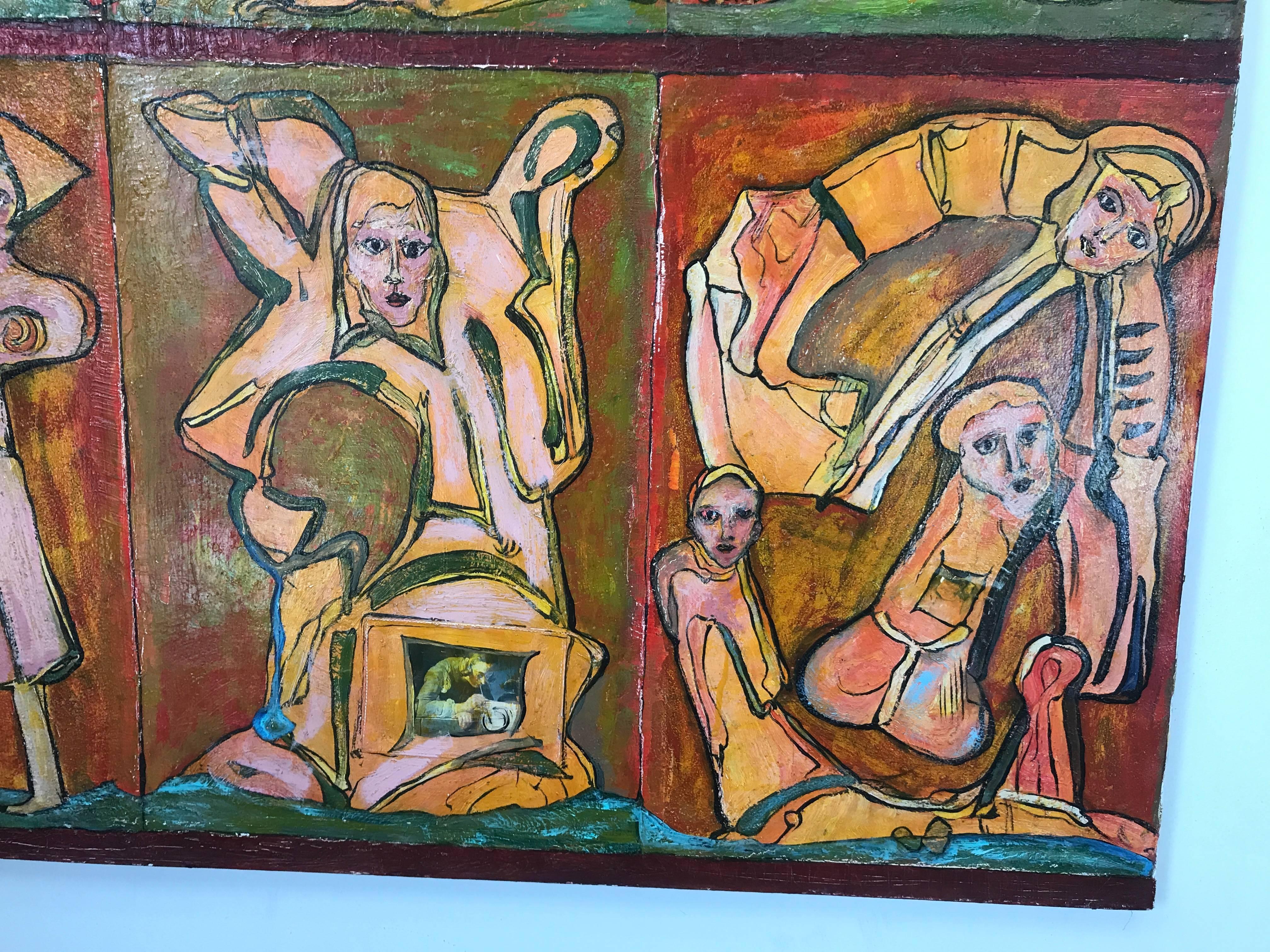 Peint à la main Monumentale peinture à l'huile moderniste à l'huile sur toile - Un collage d'Alexander Gore en vente