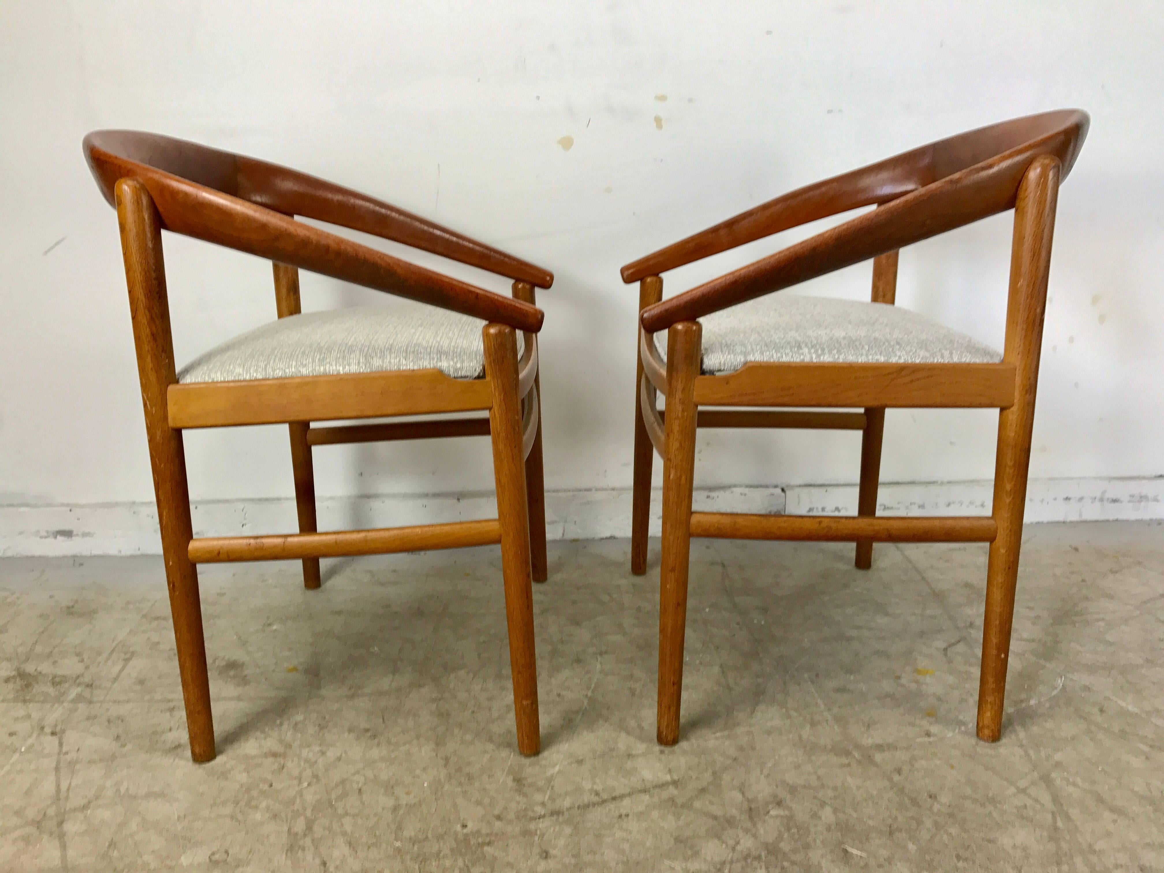 Scandinavian Modern Classic Danish Modern Oak and Curved Teak Armchairs by H. Brockmann-Petersen For Sale