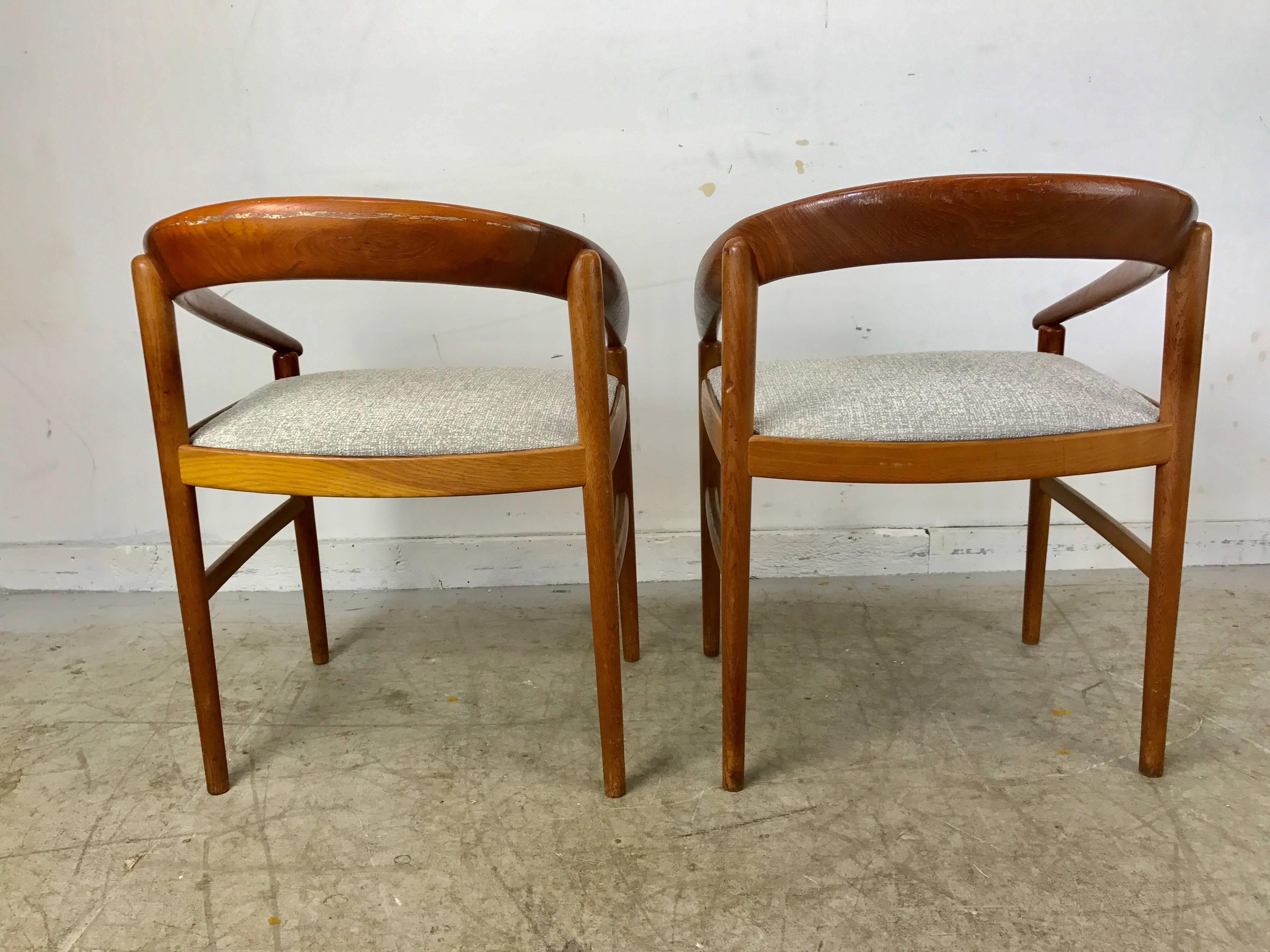 Classic Danish Modern Oak and Curved Teak Armchairs by H. Brockmann-Petersen For Sale 1