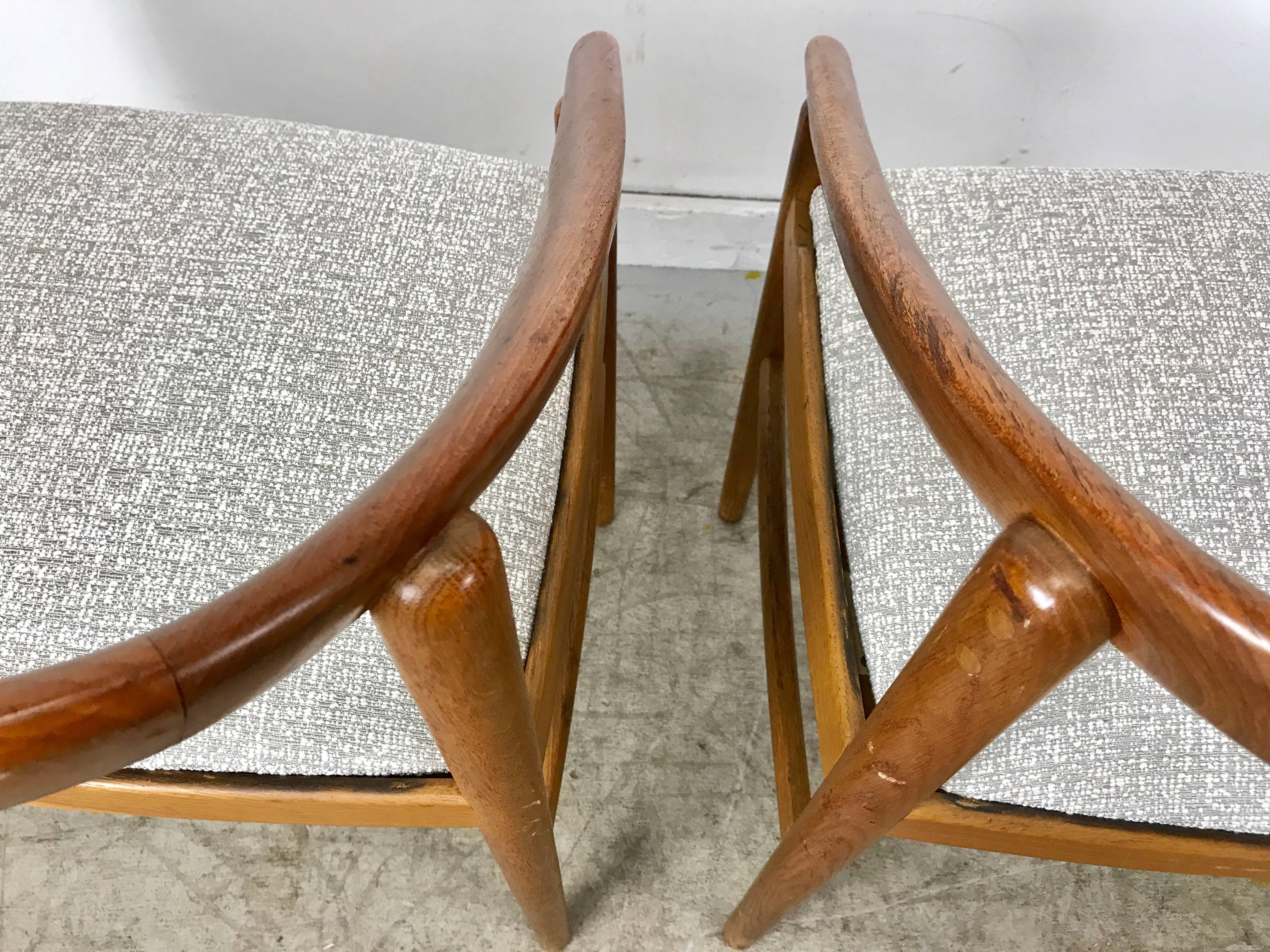 Classic Danish Modern Oak and Curved Teak Armchairs by H. Brockmann-Petersen For Sale 2