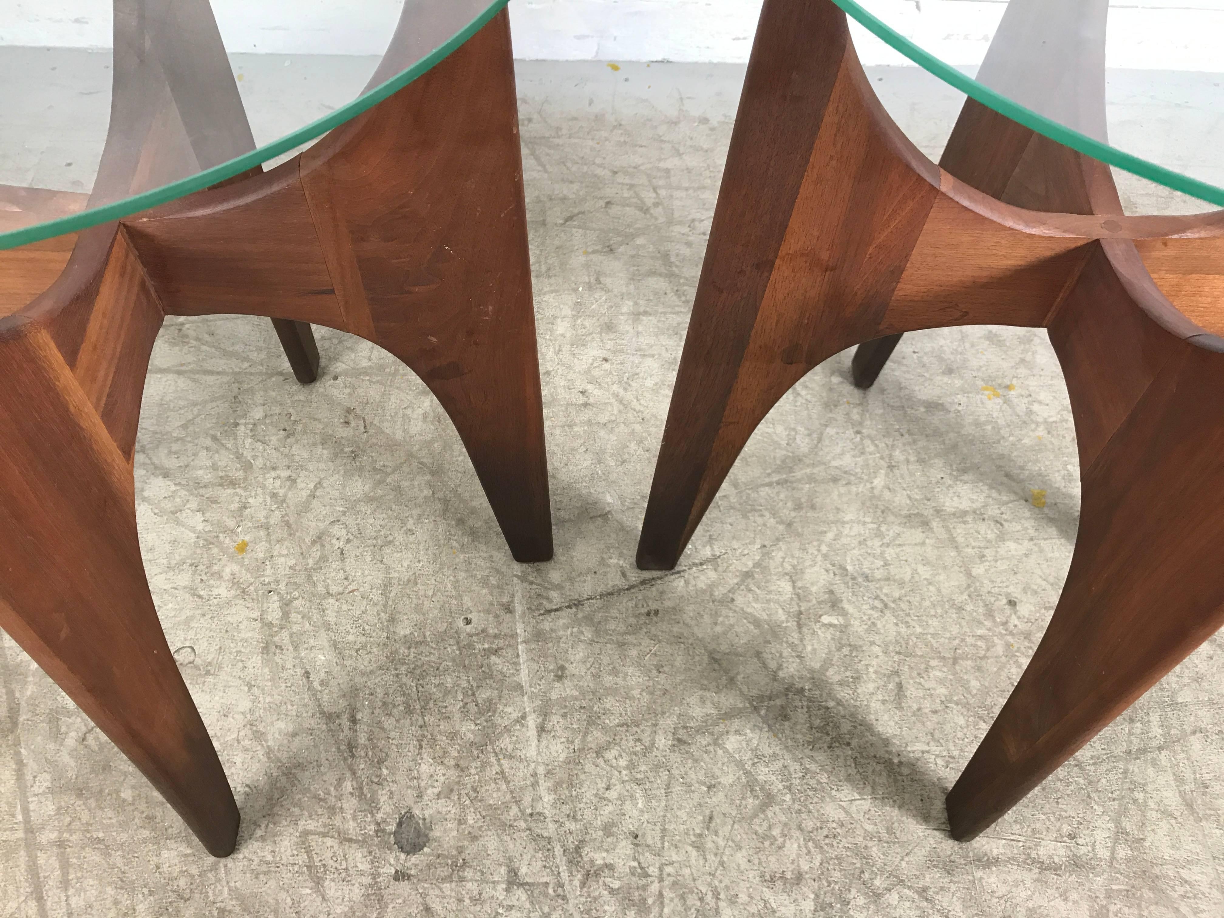 Oiled Elusive Pair of Tall Jax End or Lamp Tables Designed by Adrian Pearsall