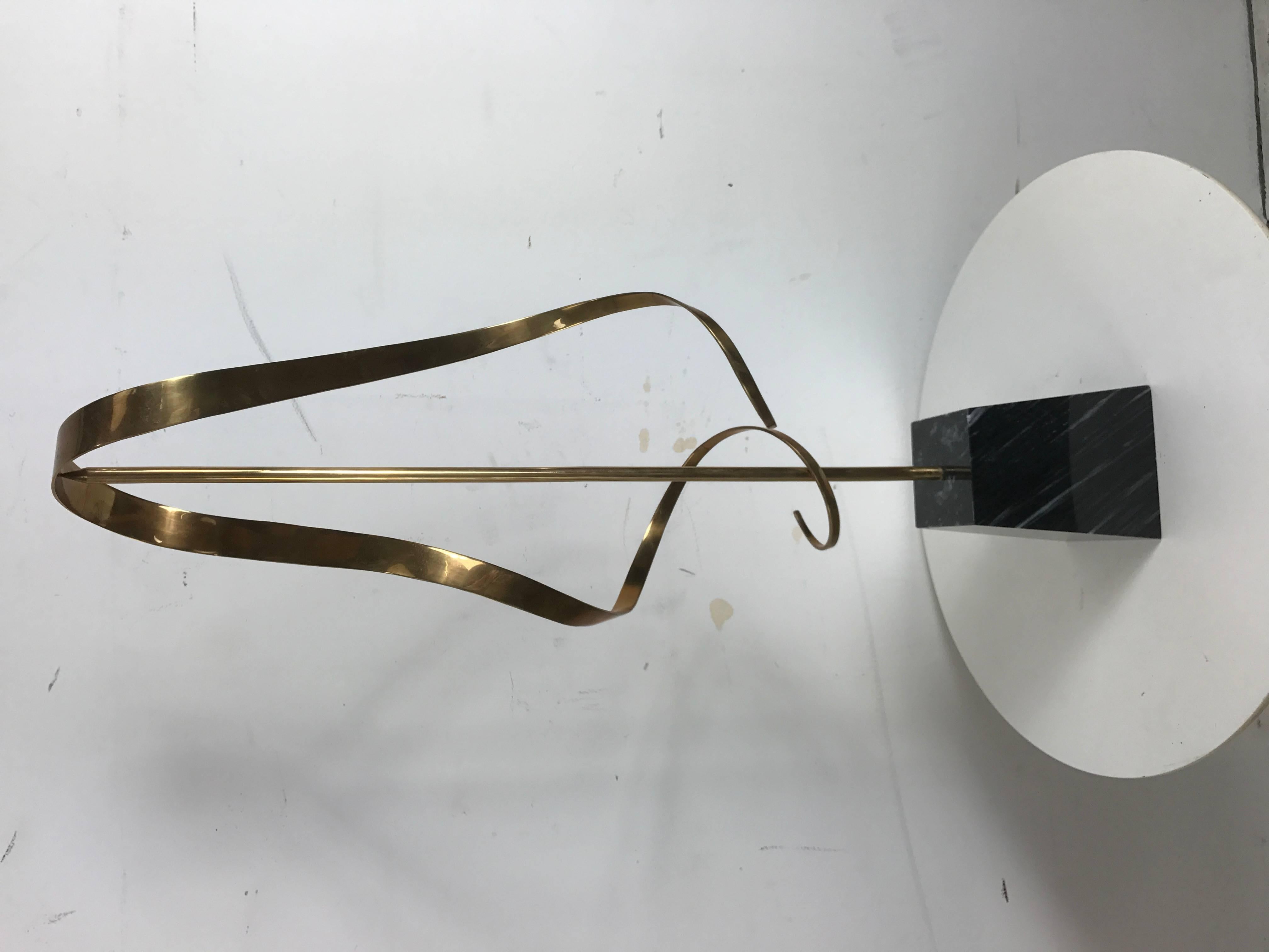 Mid-Century Modern Brass and Marble Kinetic Sculpture by Russell Seacrest