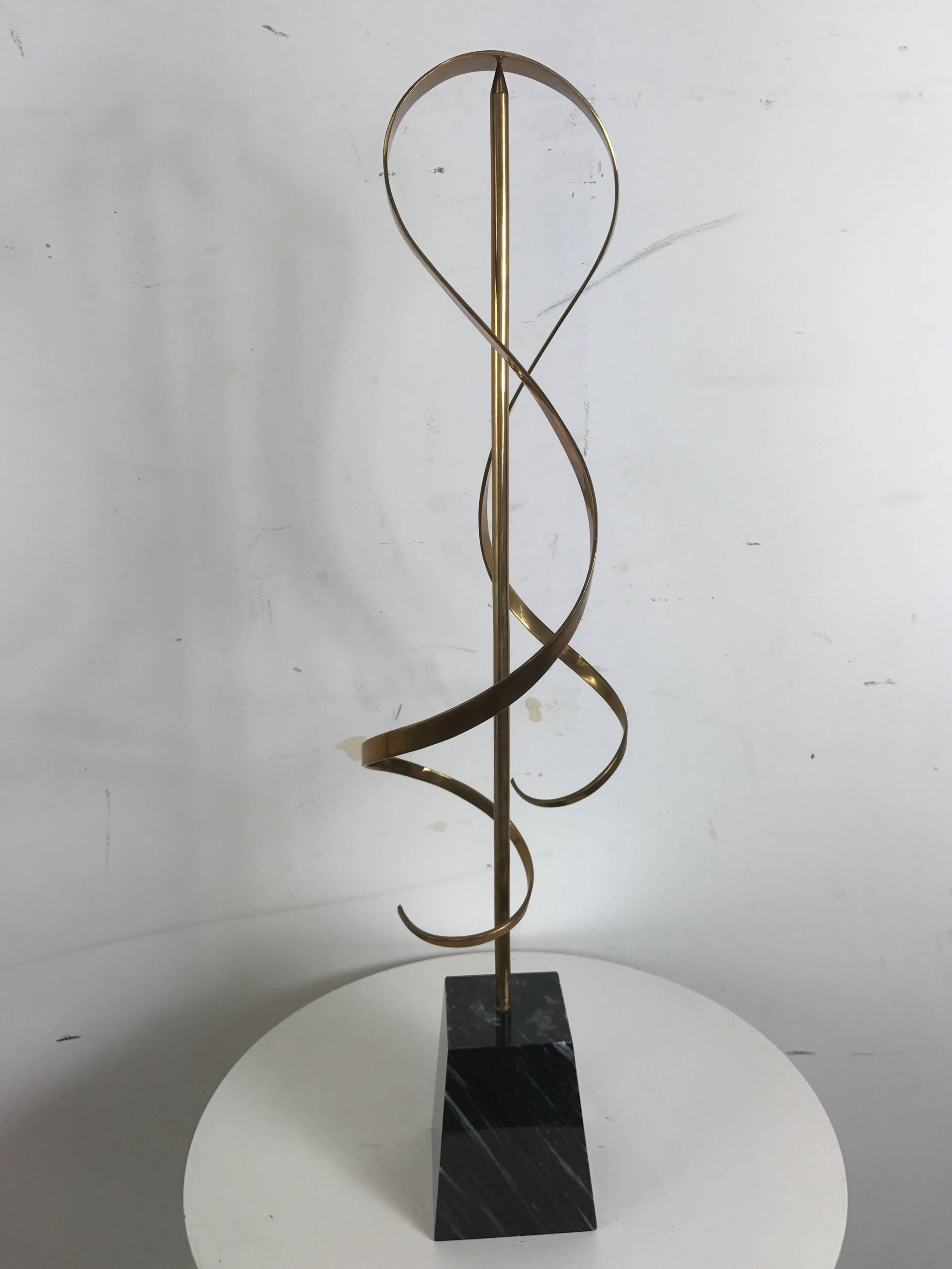 Brass and Marble Kinetic Sculpture by Russell Seacrest In Excellent Condition In Buffalo, NY