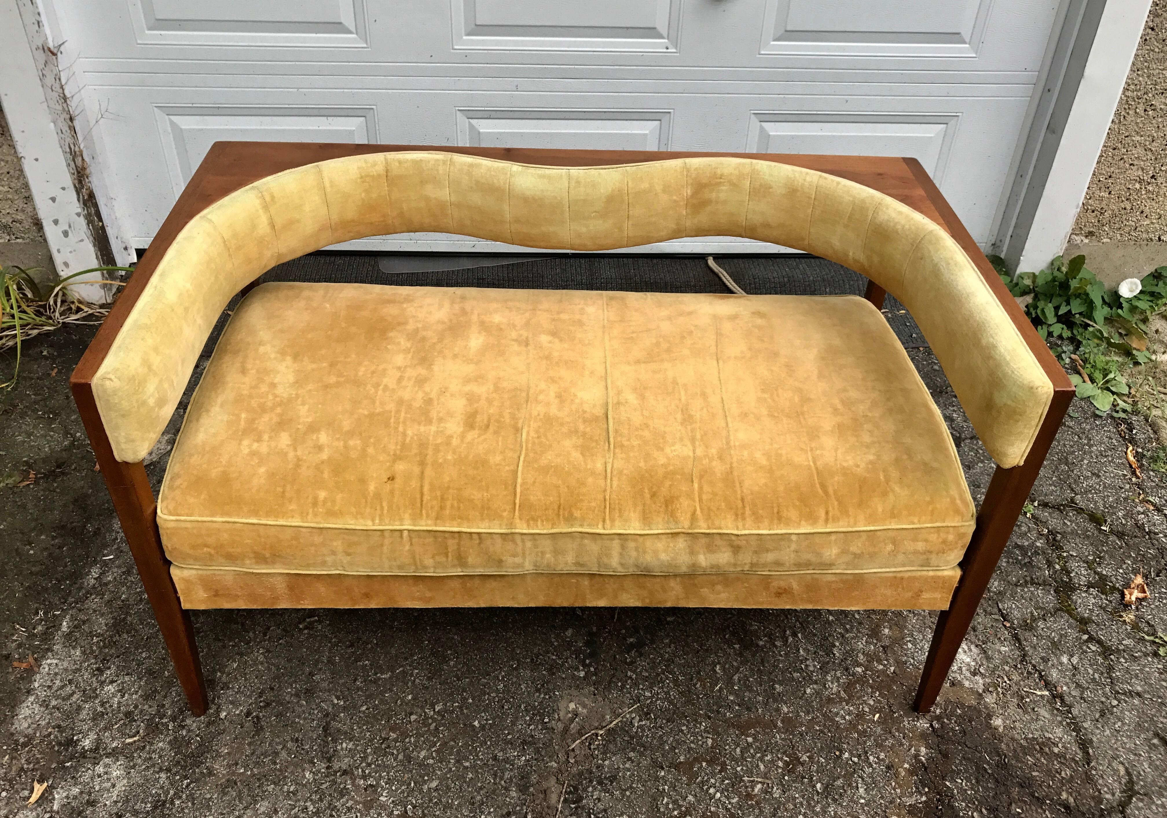 Rare modernist settee designed by John Van Koert for Drexel, from the counterpoint line, 1957, Possibly a custom order? Have never seen this version, only single chairs. Stunning lines, extremely comfortable and practical, hand delivery avail to New