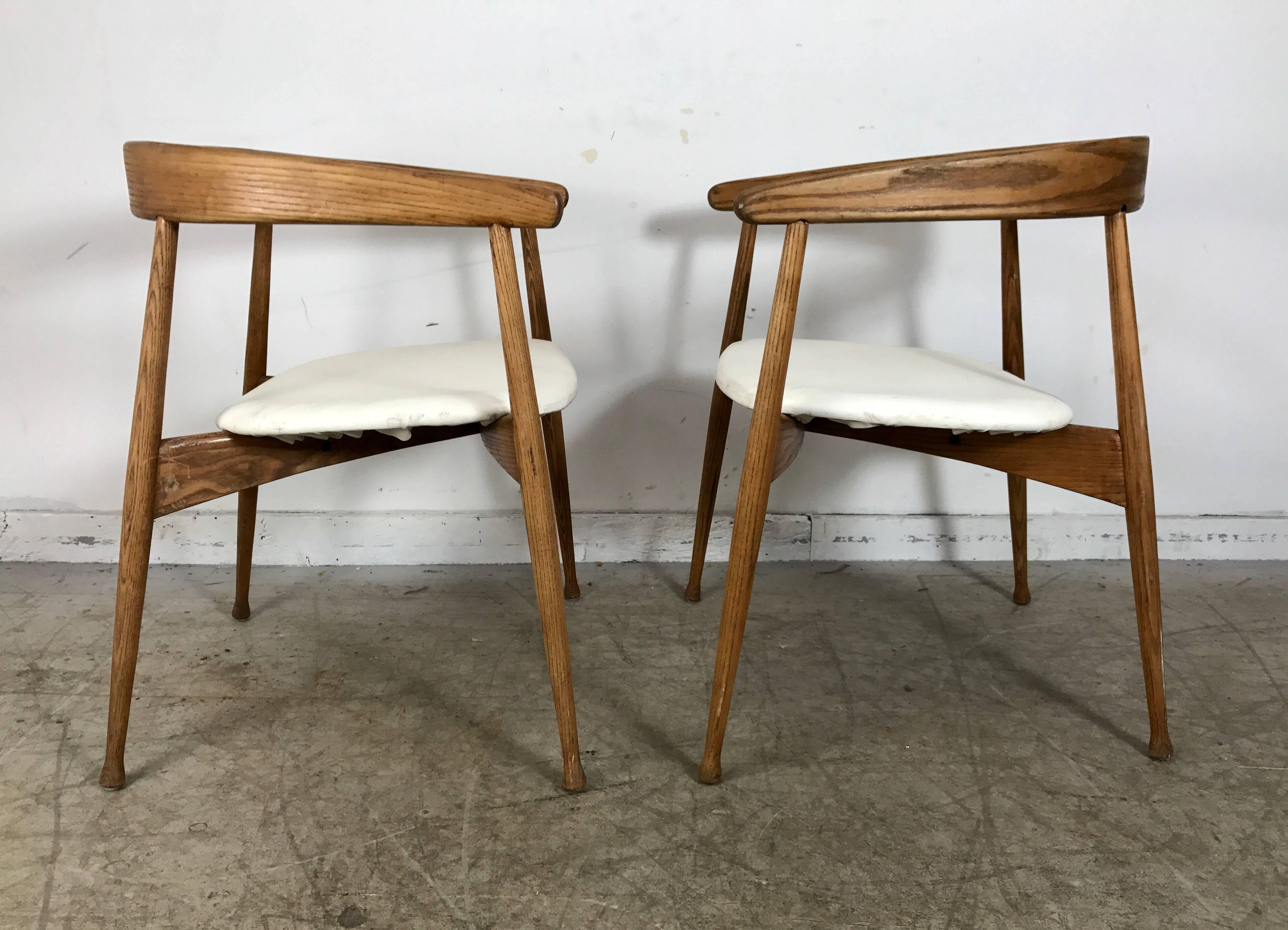 20th Century Matched Pair of American Danish Armchairs Manner of Hans Wegner