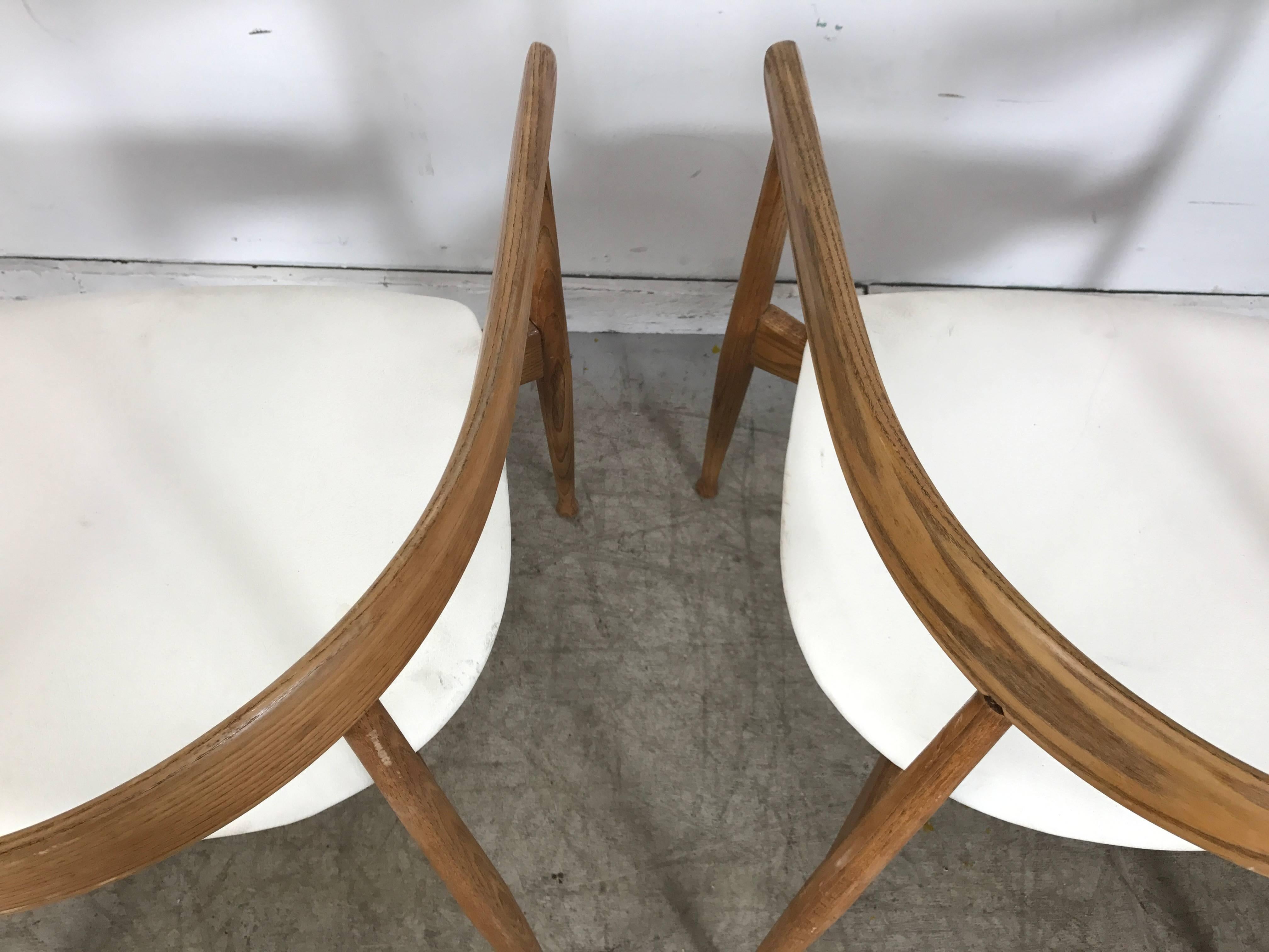 Matched Pair of American Danish Armchairs Manner of Hans Wegner 2