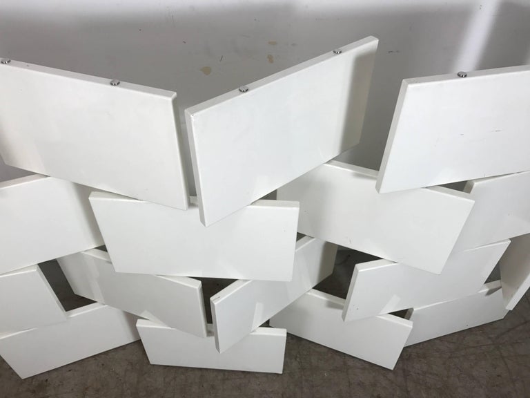 Eileen Gray Style Brick Screen, White Lacquer Room Divider For Sale at