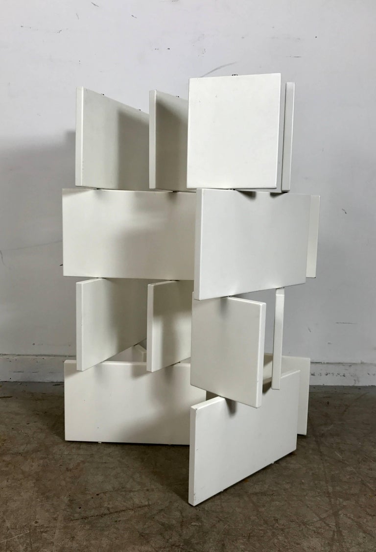Eileen Gray Style Brick Screen, White Lacquer Room Divider For Sale at