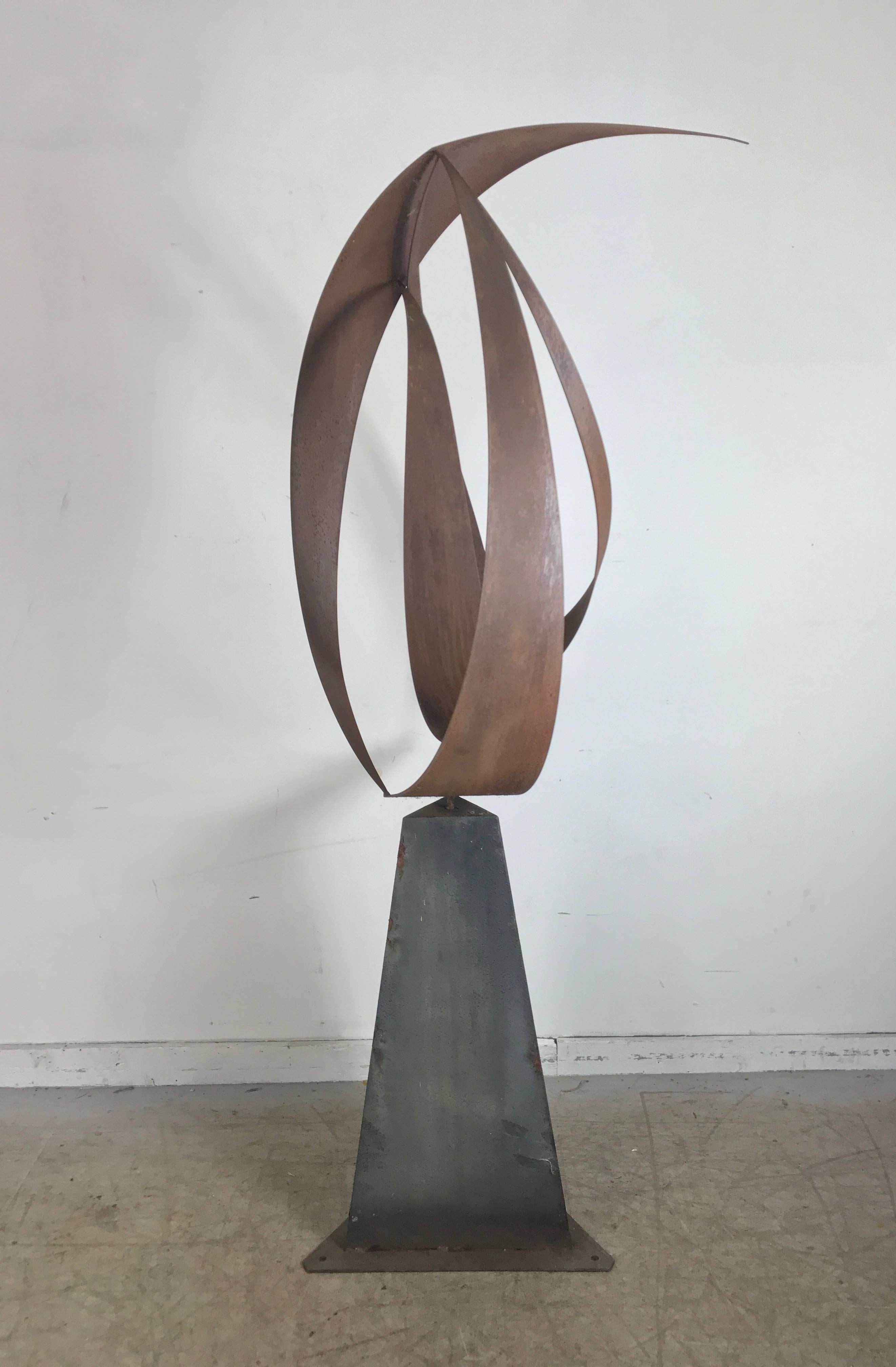 Mid-Century Modern Large Metal Abstract Modernist Sculpture by Bill Heise