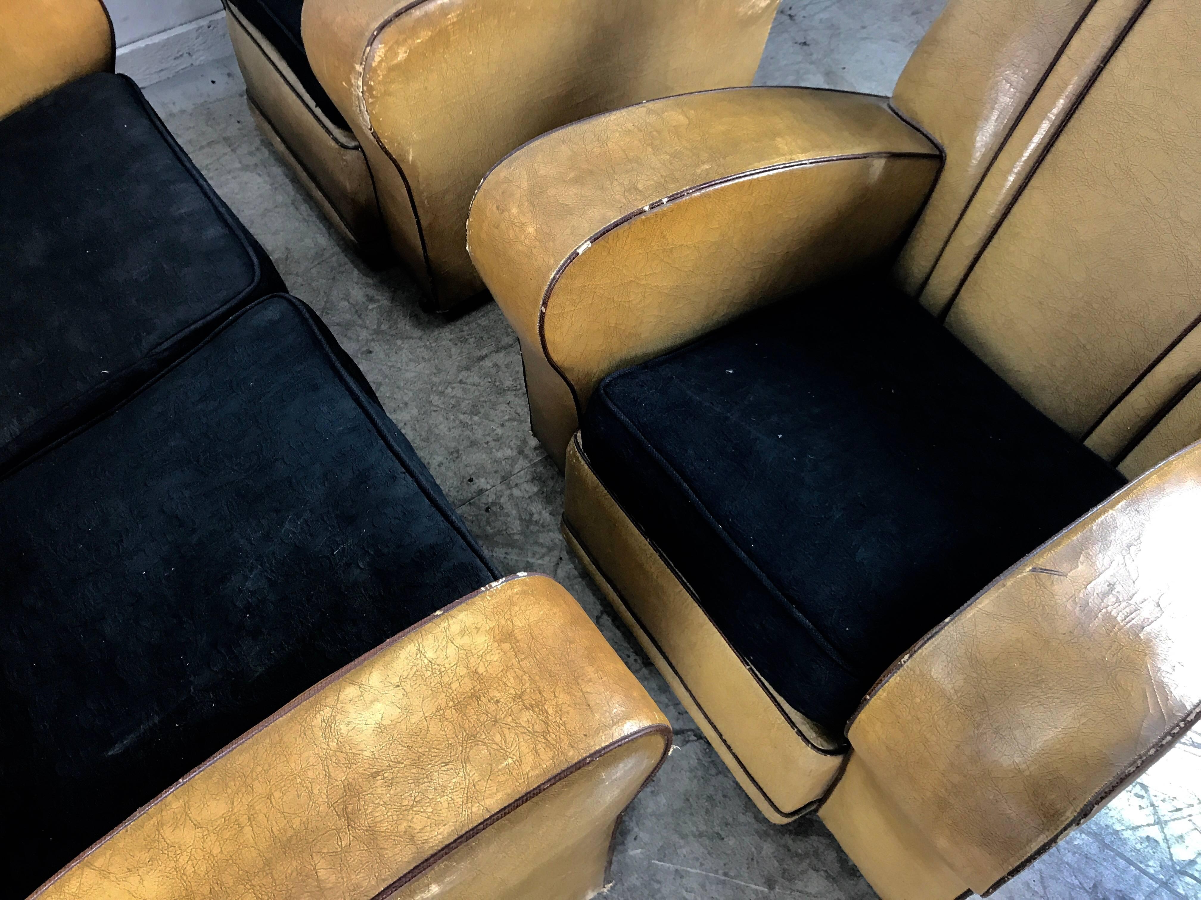 Suite européenne Art déco, canapé et fauteuils club assortis en vente 2