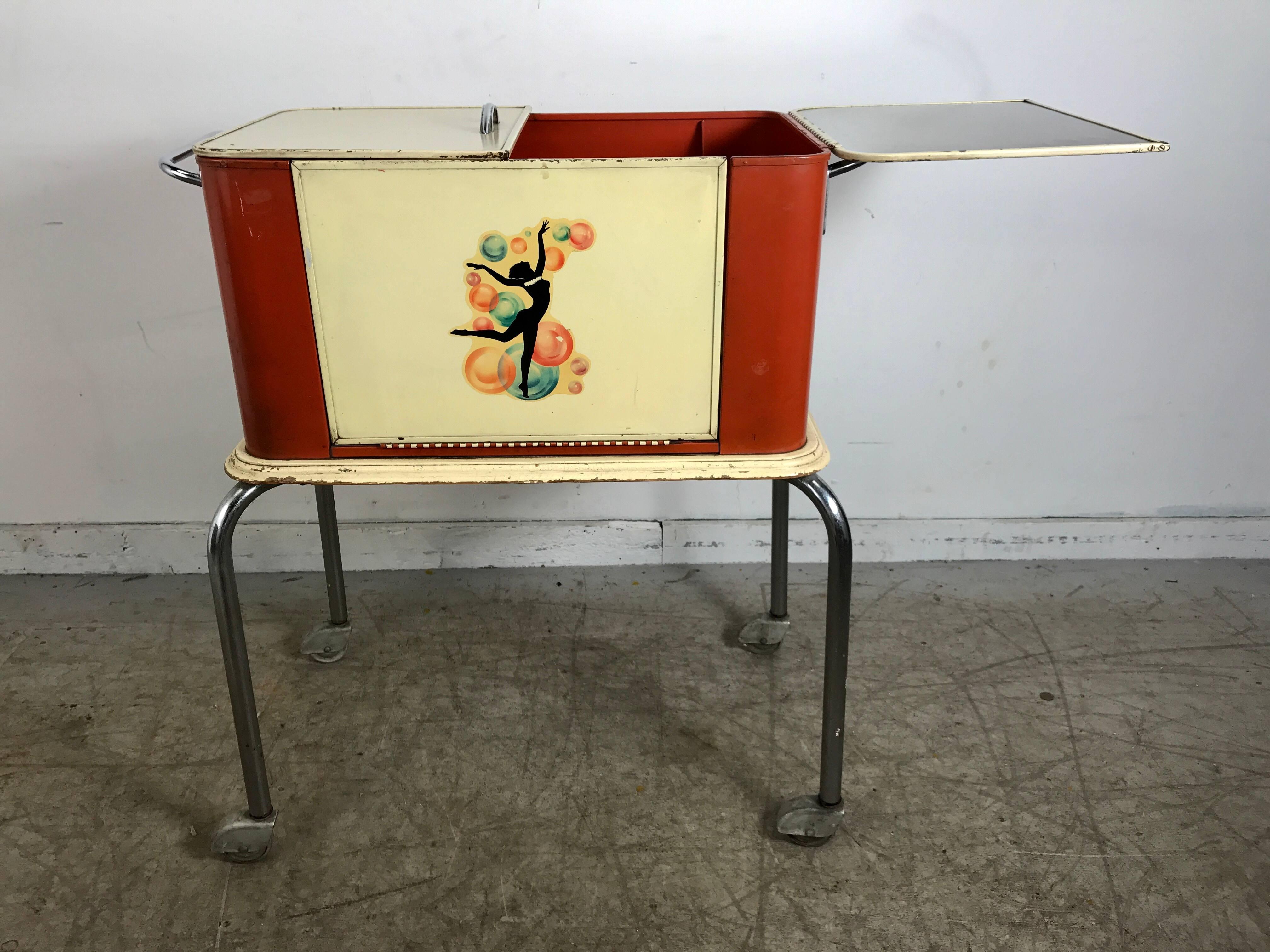 Barra Seca Rodante Portátil Art Decó Estadounidense en venta