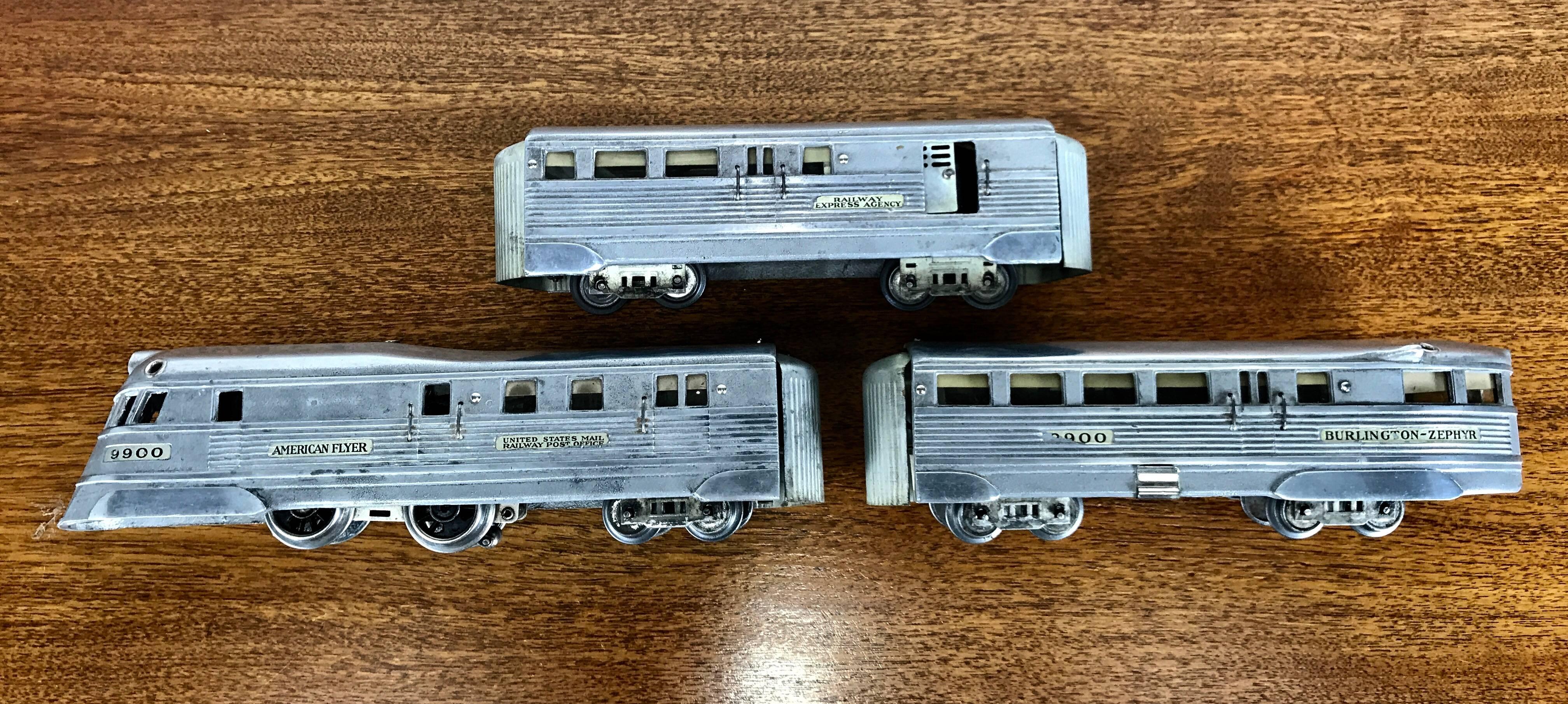 Aluminum Art Deco, Streamline American Flyer Trains, Burlington Zephyr, 1930s