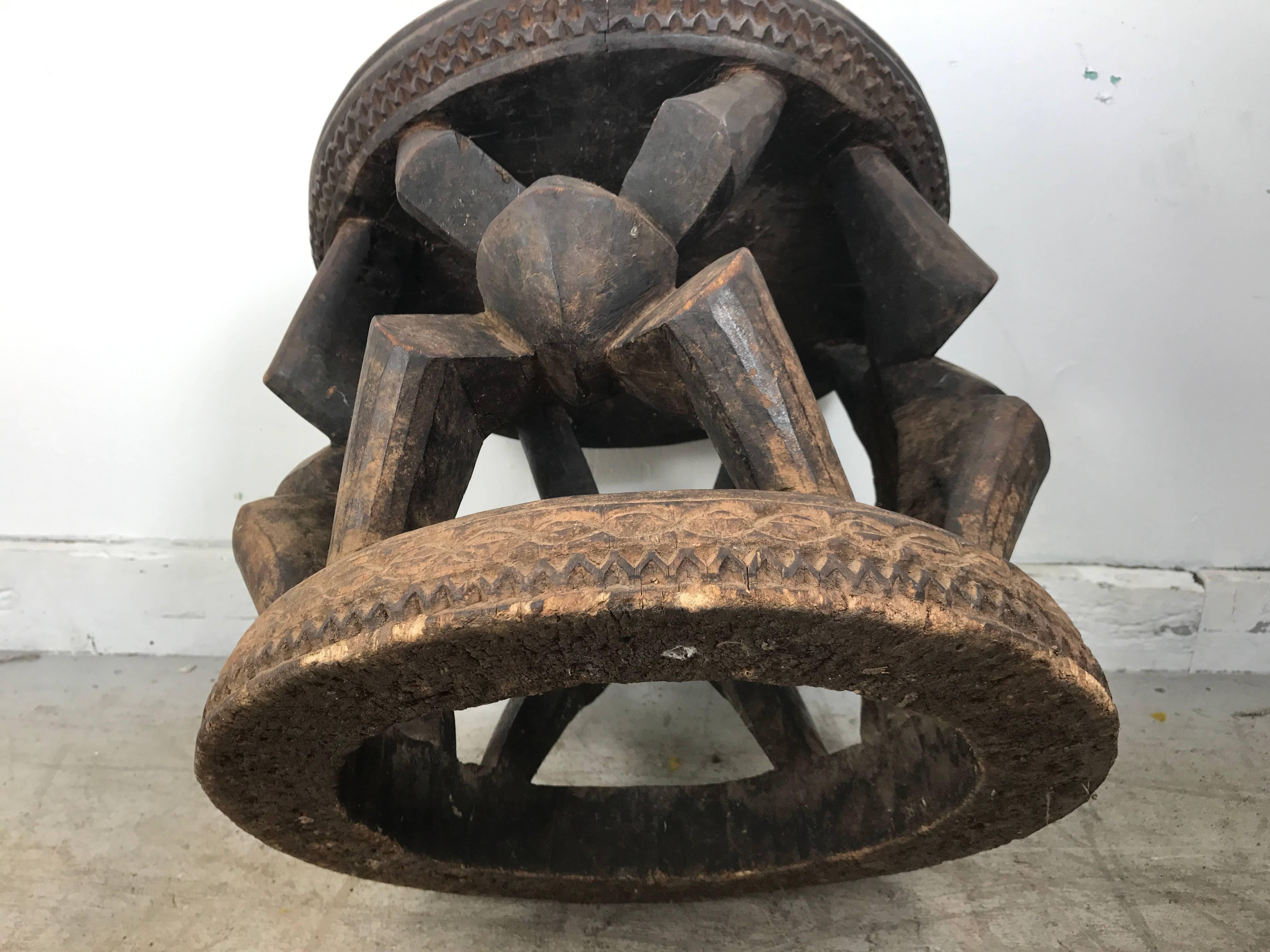 Ghanaian Unusual Hand-Carved African Stool, Early-Mid-20th Century