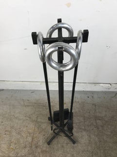 Modernist Forged Iron and Aluminum Fireplace Tools by Michael Aram