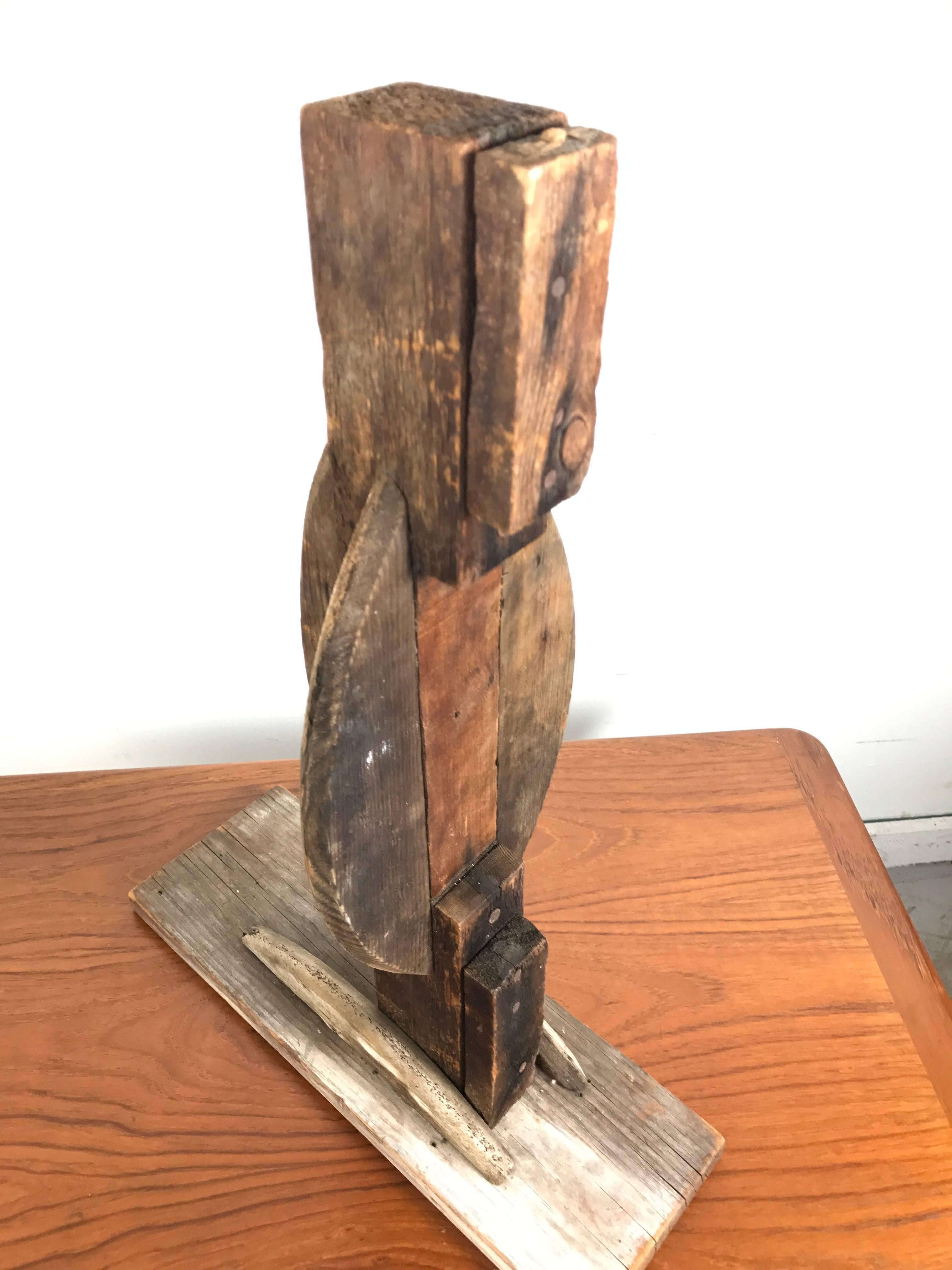Constructivist Bauhaus Wood Sculpture by Yuri Suhl In Distressed Condition In Buffalo, NY