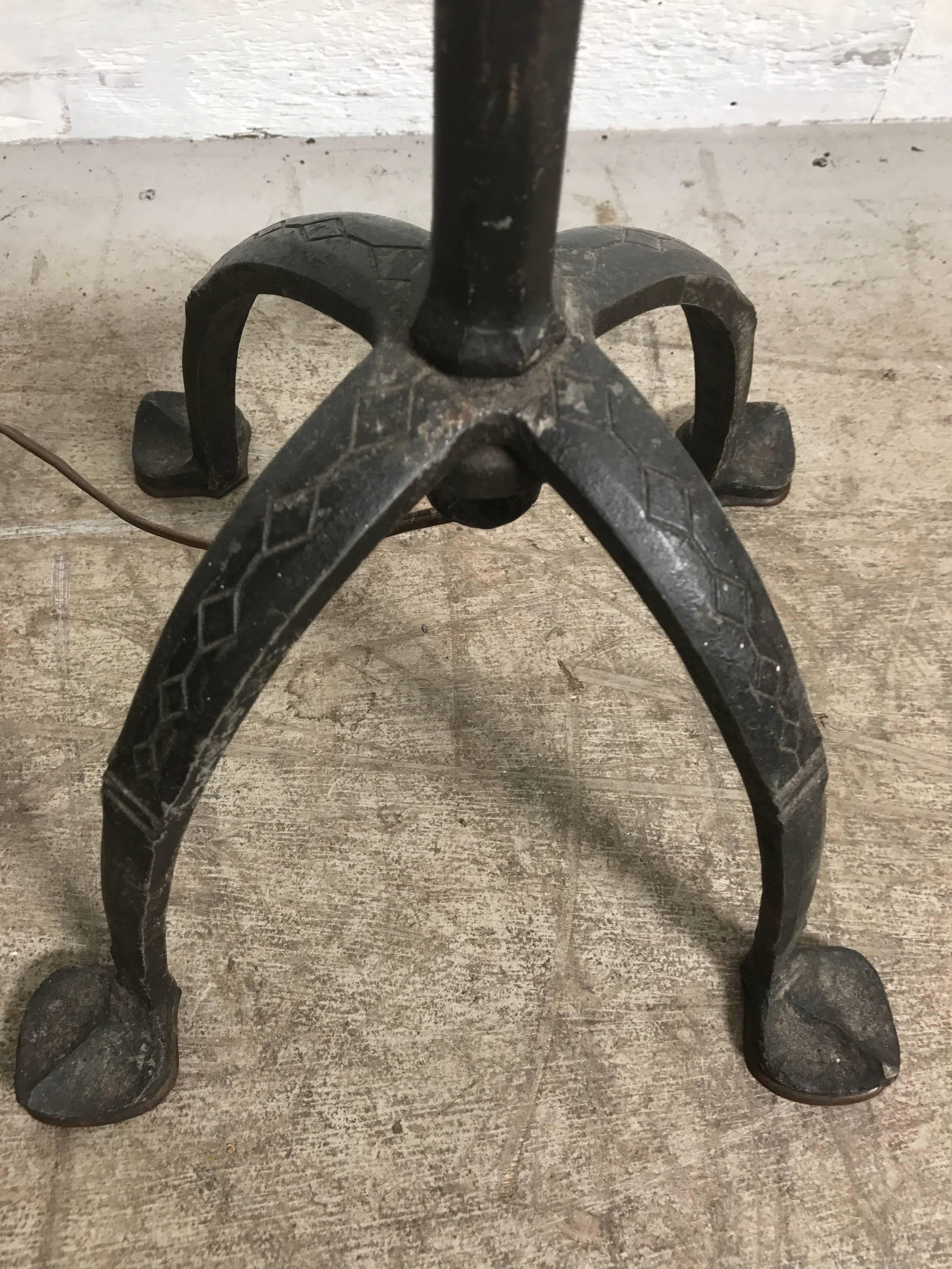 Arts and Crafts Arts and Craft Hand Forged Iron Floor Lamp after Samuel Yellin