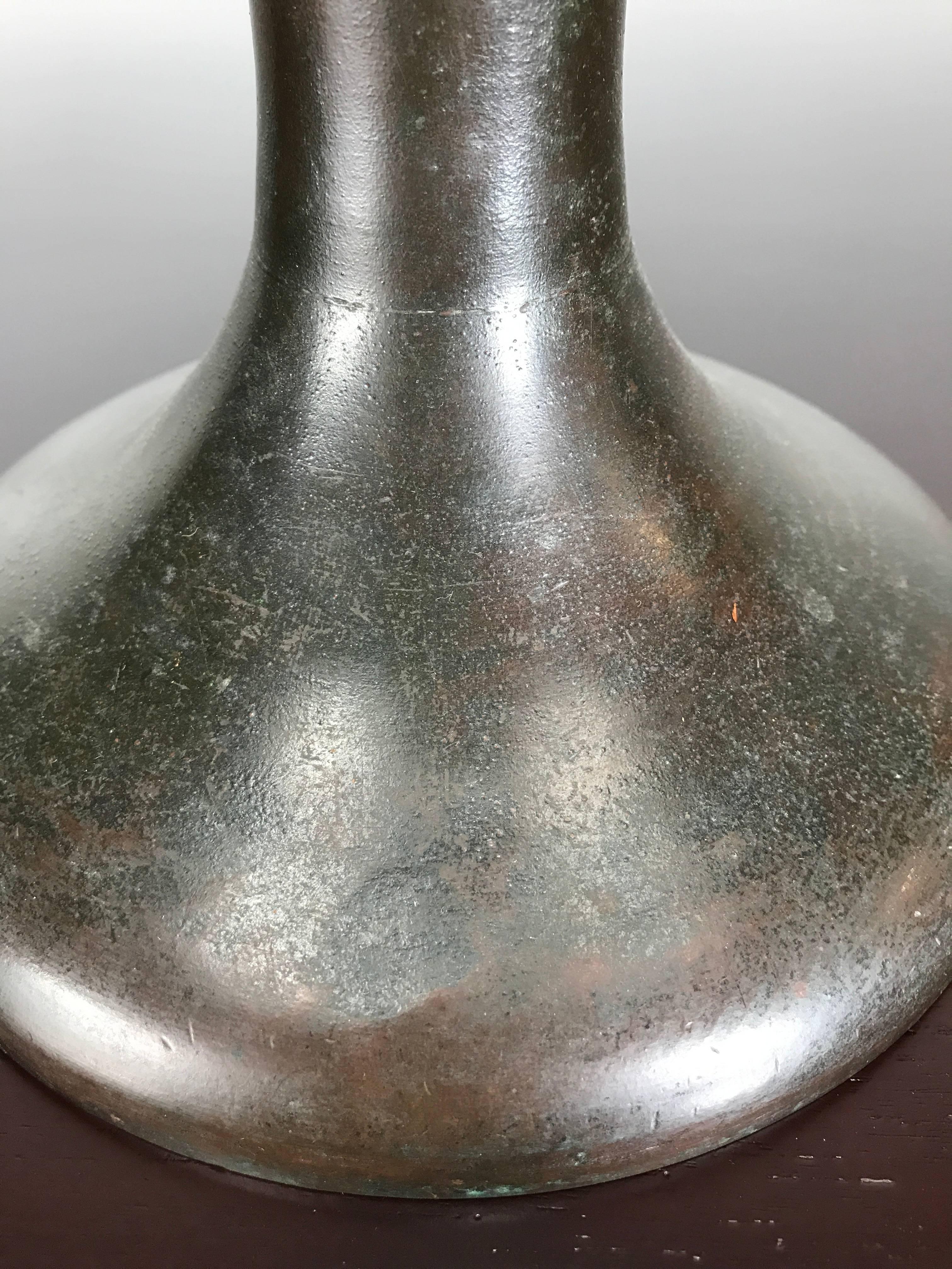 Early Arts and Crafts Bronze Lamp Base by Handel In Good Condition For Sale In Buffalo, NY