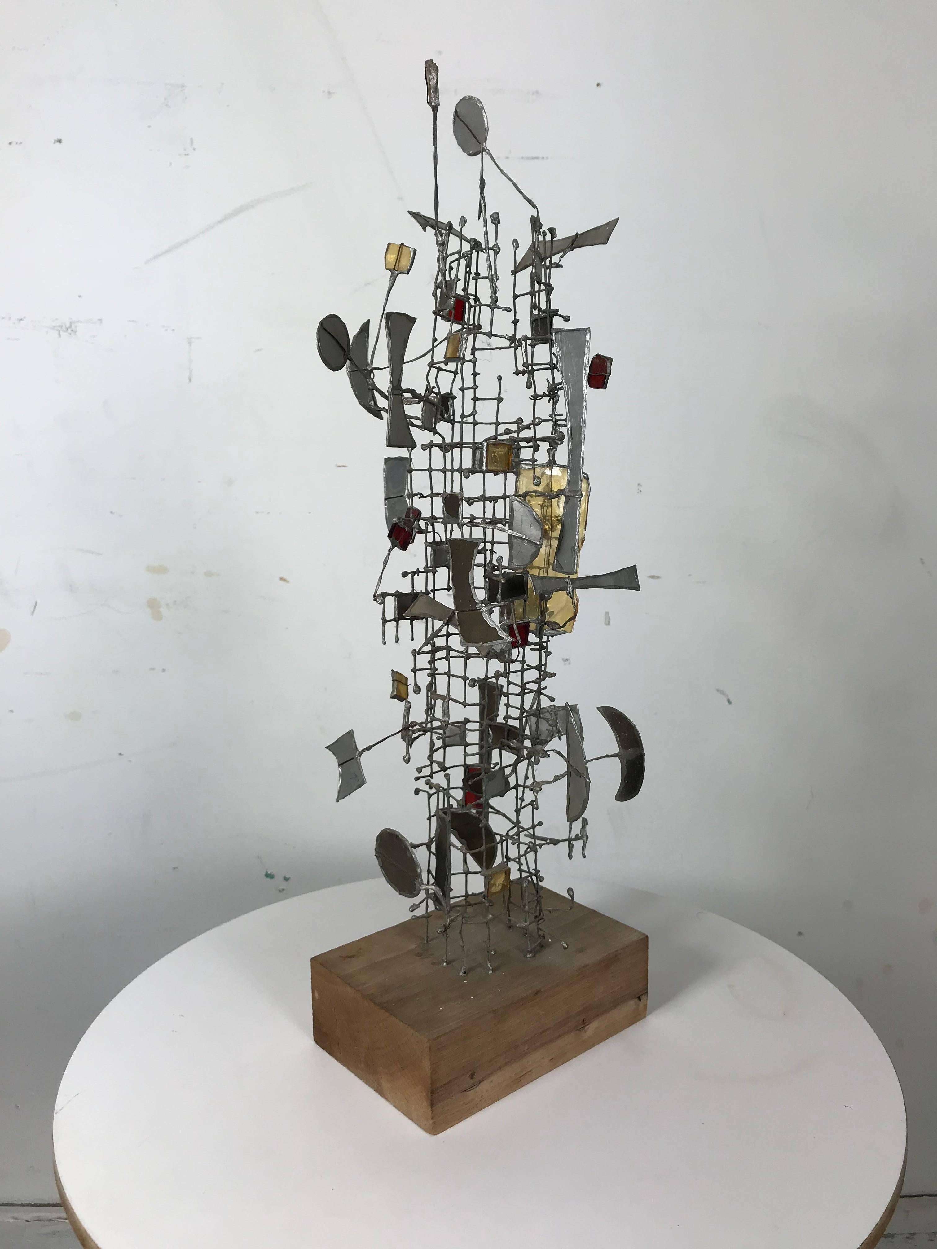Abstrakte Skulptur aus Metall und Glas von Gertrude Schreiber, Cranbrook School (amerikanisch) im Angebot