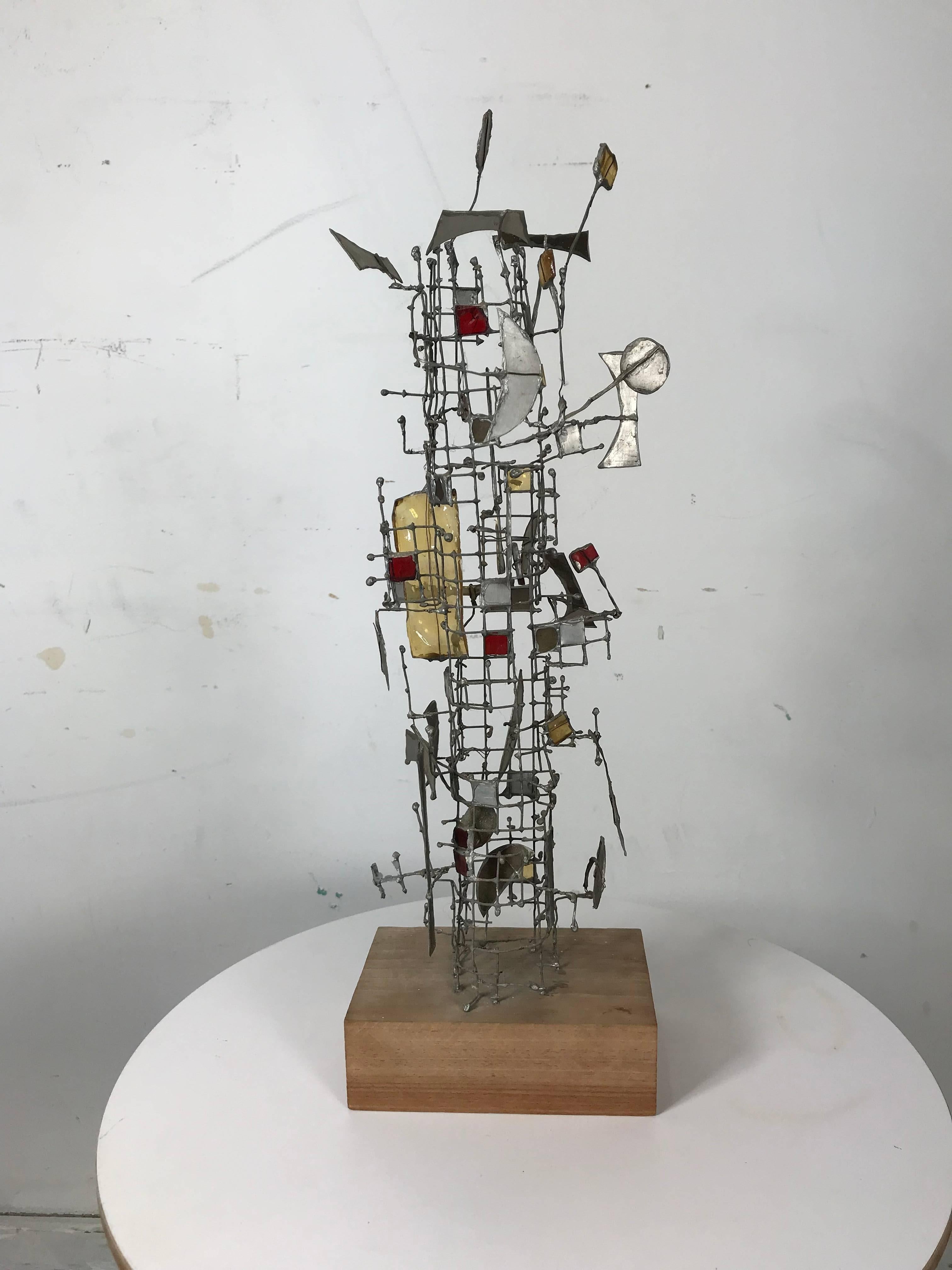 Abstrakte Skulptur aus Metall und Glas von Gertrude Schreiber, Cranbrook School im Angebot 1