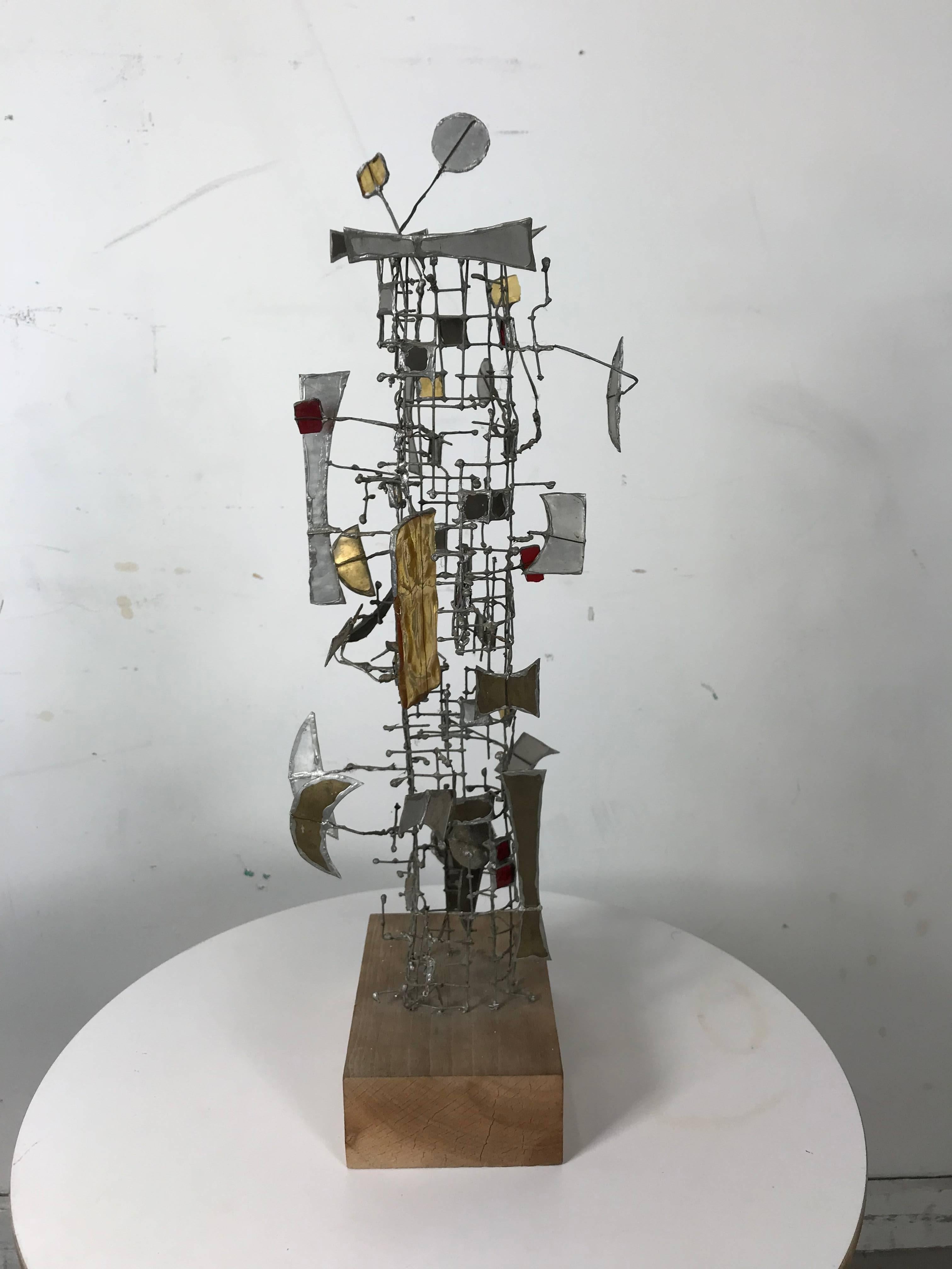 Mid-Century moderno Scultura astratta in metallo e vetro di Gertrude Schreiber, Scuola Cranbrook in vendita