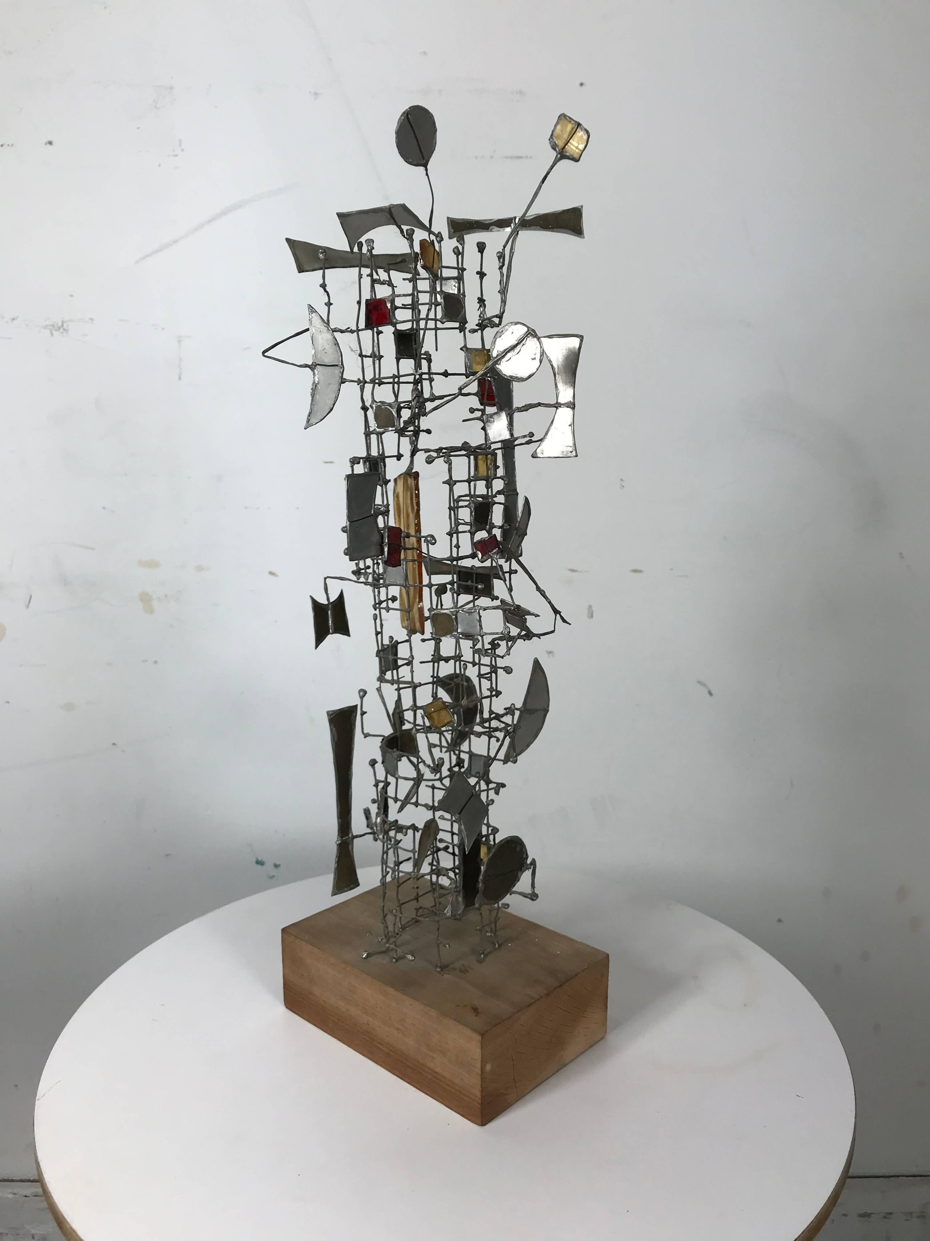 Abstract Metal and Glass Sculpture by Gertrude Schreiber, Cranbrook School In Excellent Condition For Sale In Buffalo, NY