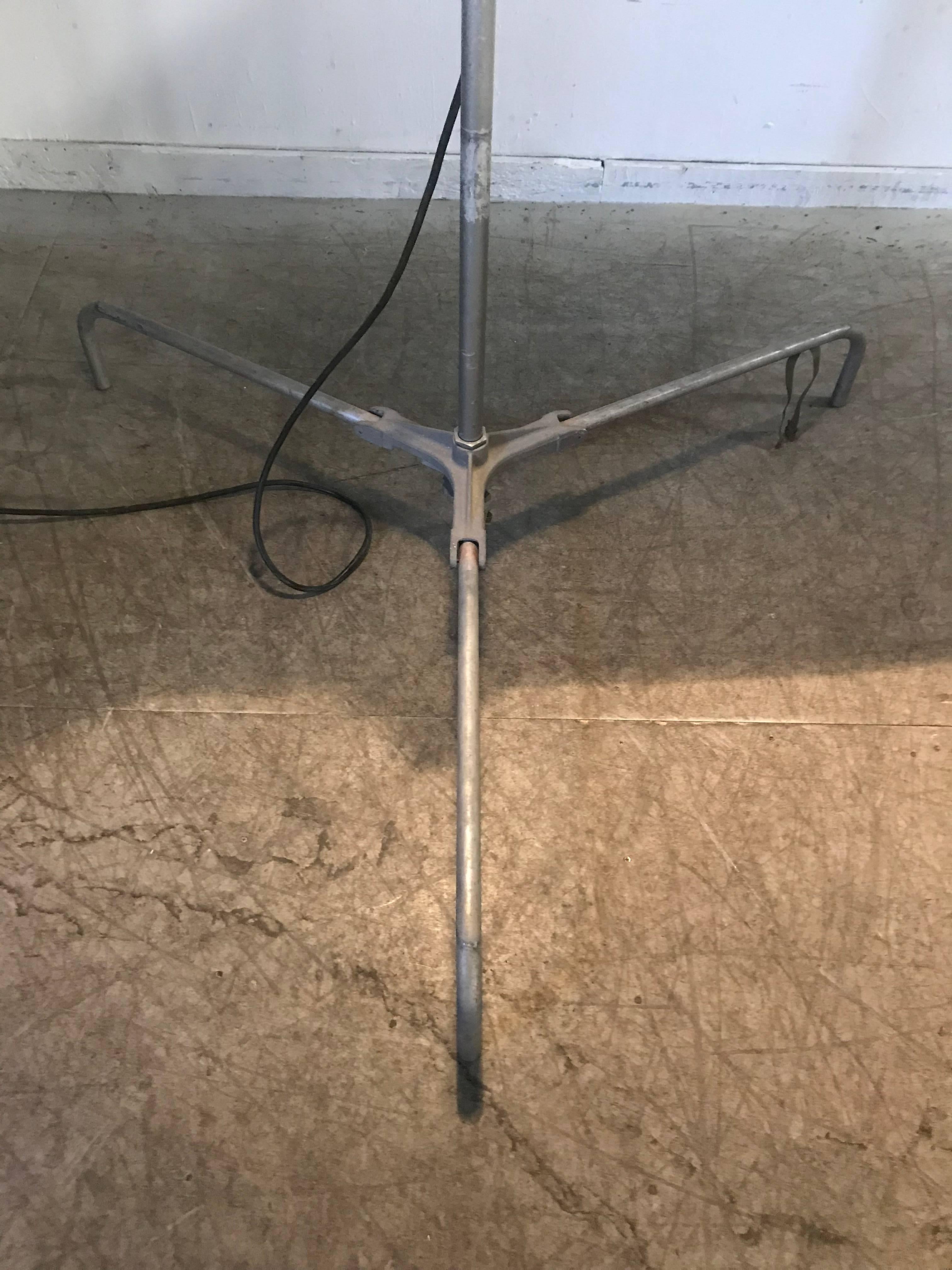 Industrial Cast Aluminum Adjustable Floor Lamp by Pyle Lighting, Buck Rogers In Good Condition For Sale In Buffalo, NY