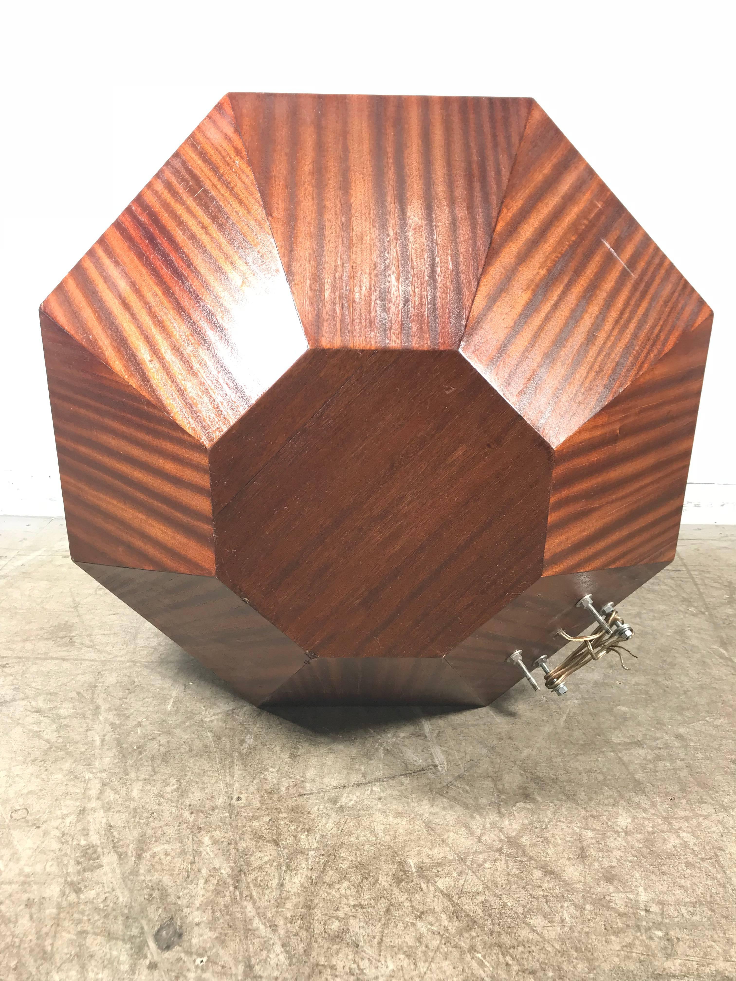 Late 20th Century Unusual Oversized Eight-Sided Ribbon Mahogany Speaker, Space Age Sculpture