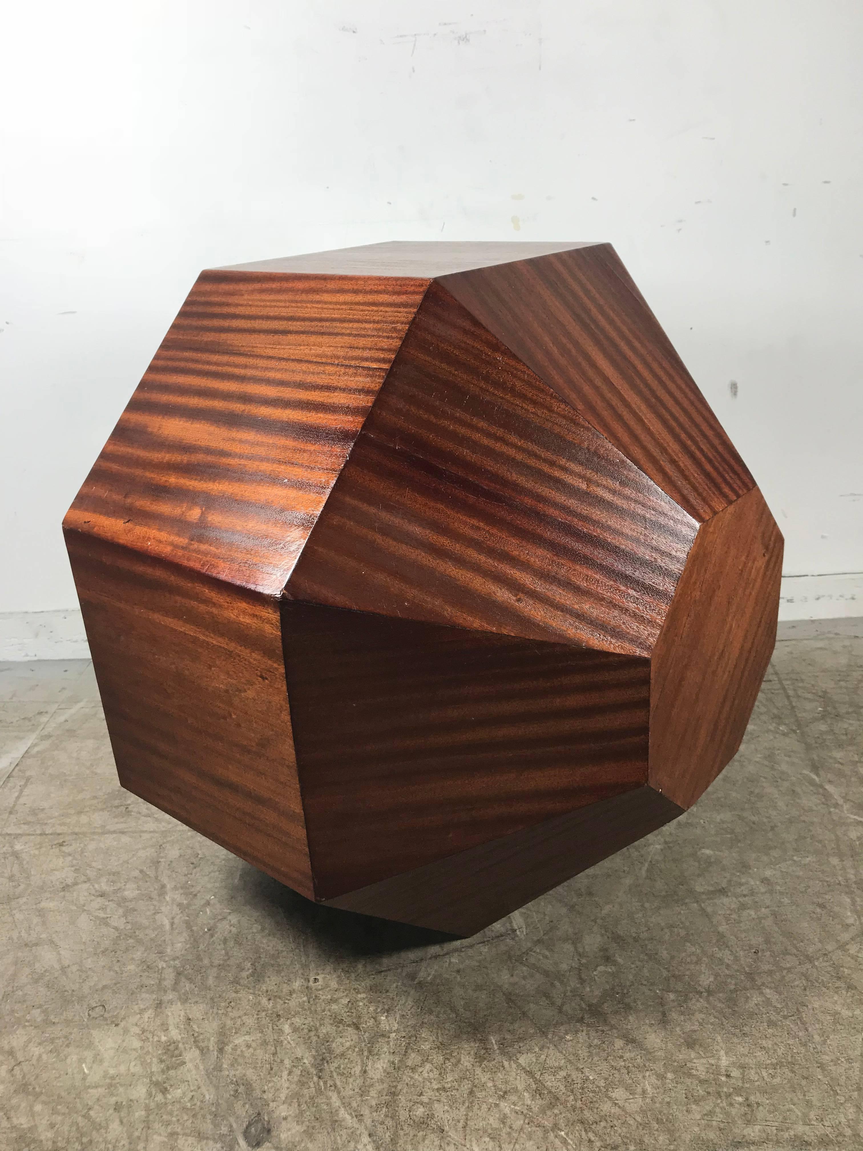 Unusual Oversized Eight-Sided Ribbon Mahogany Speaker, Space Age Sculpture 1