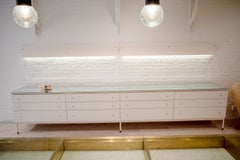 Custom Made Long Credenza with Mirrored Tabletop