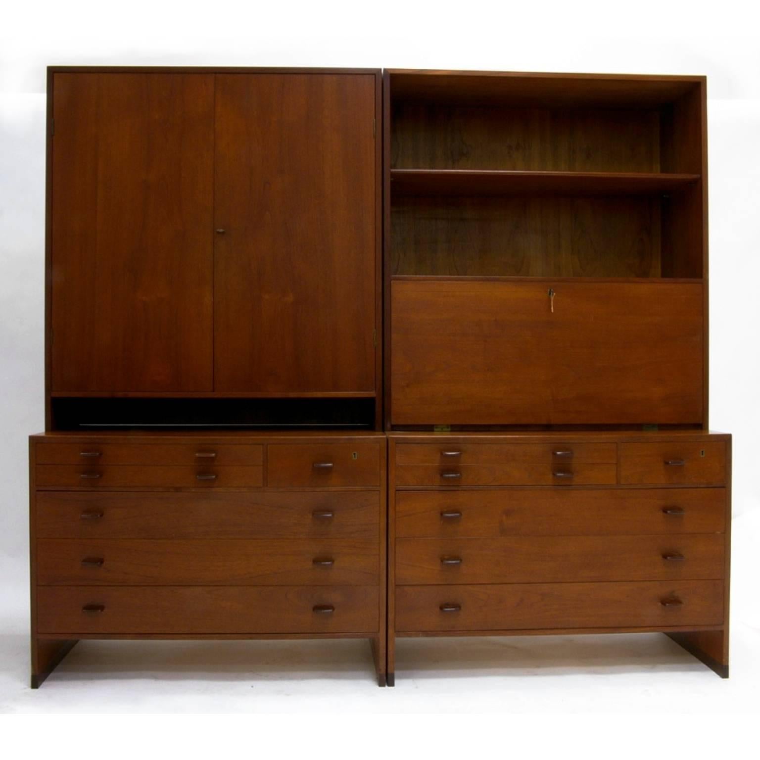 Monumental Hans J. Wegner for Ry Furniture Wall Unit with Chests and Secretary In Good Condition In Hudson, NY