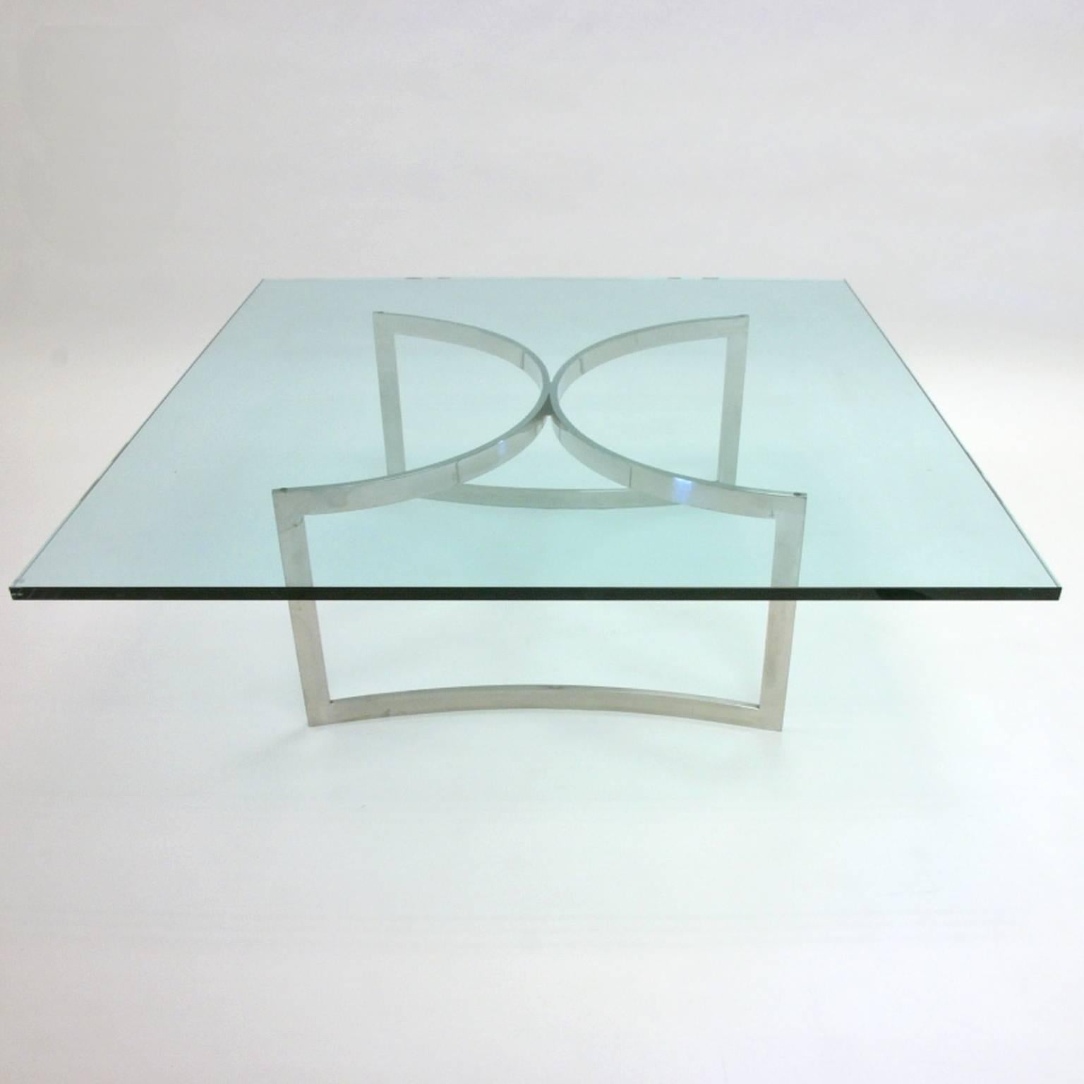 Mid-Century Modern Henry Neuman for Pace Collection Stainless and Glass Coffee Table