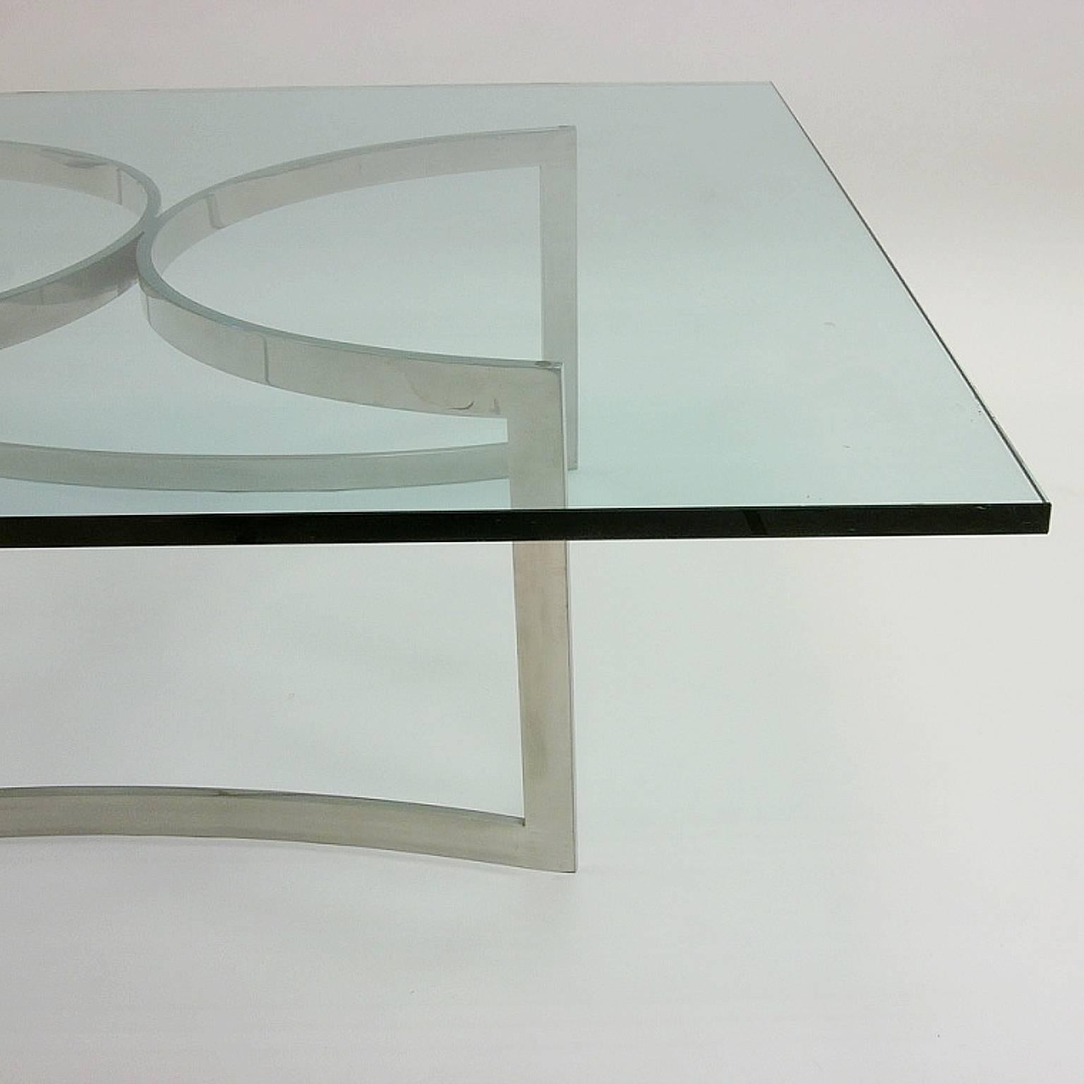 American Henry Neuman for Pace Collection Stainless and Glass Coffee Table