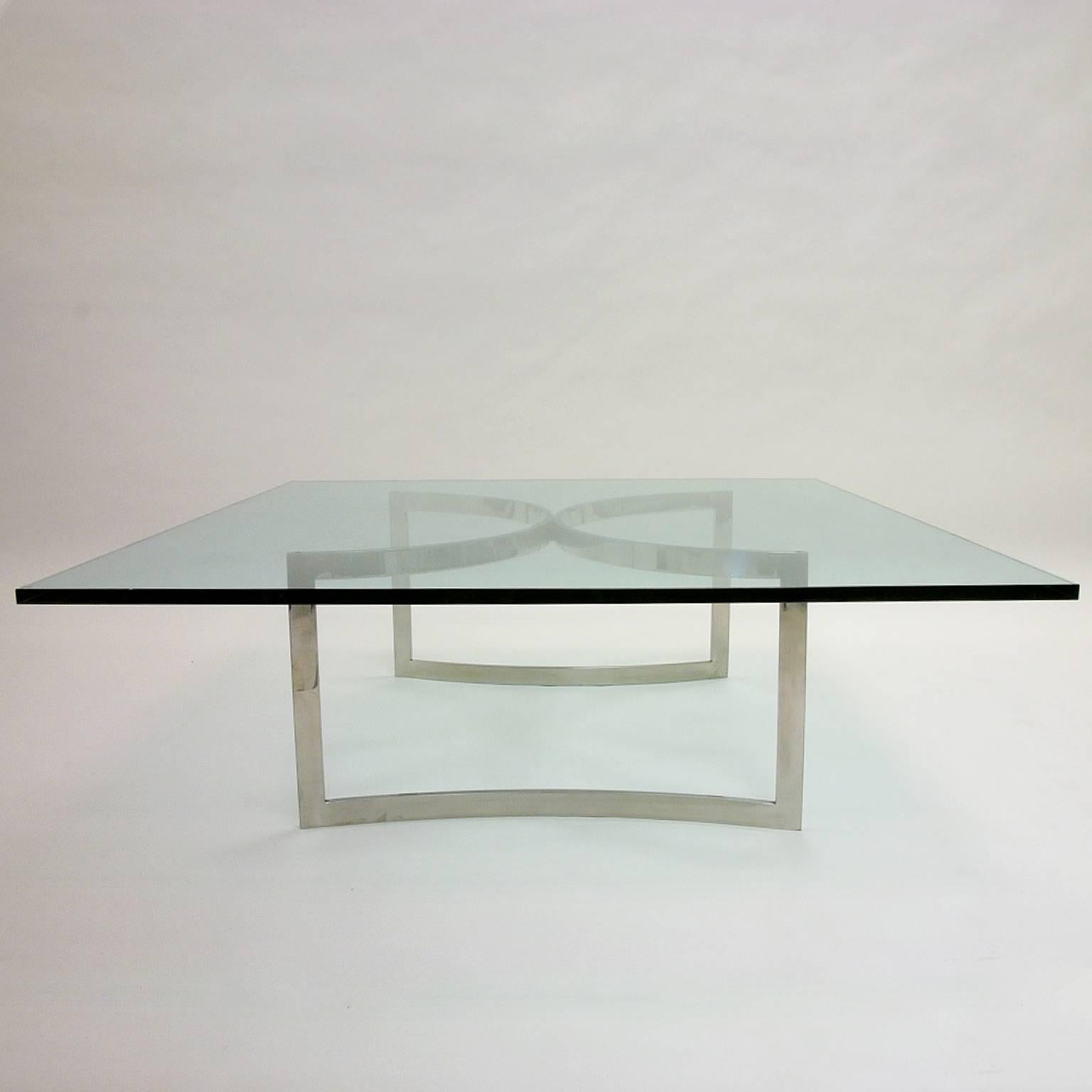 Henry Neuman for Pace Collection Stainless and Glass Coffee Table In Good Condition In Hudson, NY