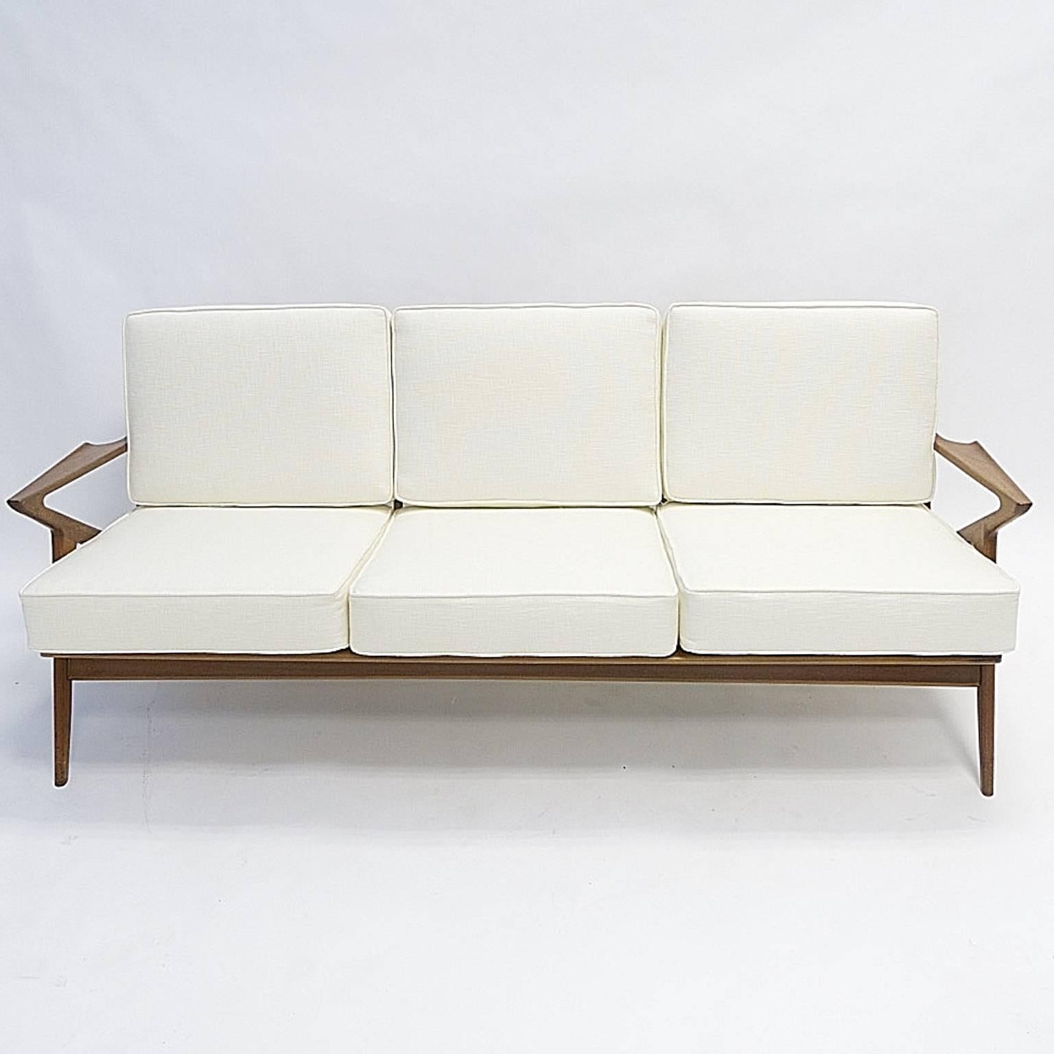 Mid-20th Century Newly Upholstered Poul Jensen for Selig ''Z'' Sofa in Teak