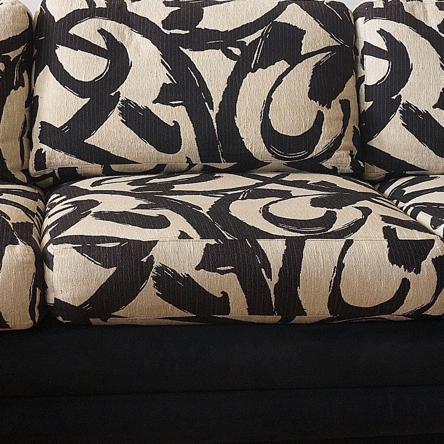 American Monumental Directional Sectional Sofa with Modernist Abstract Op Art