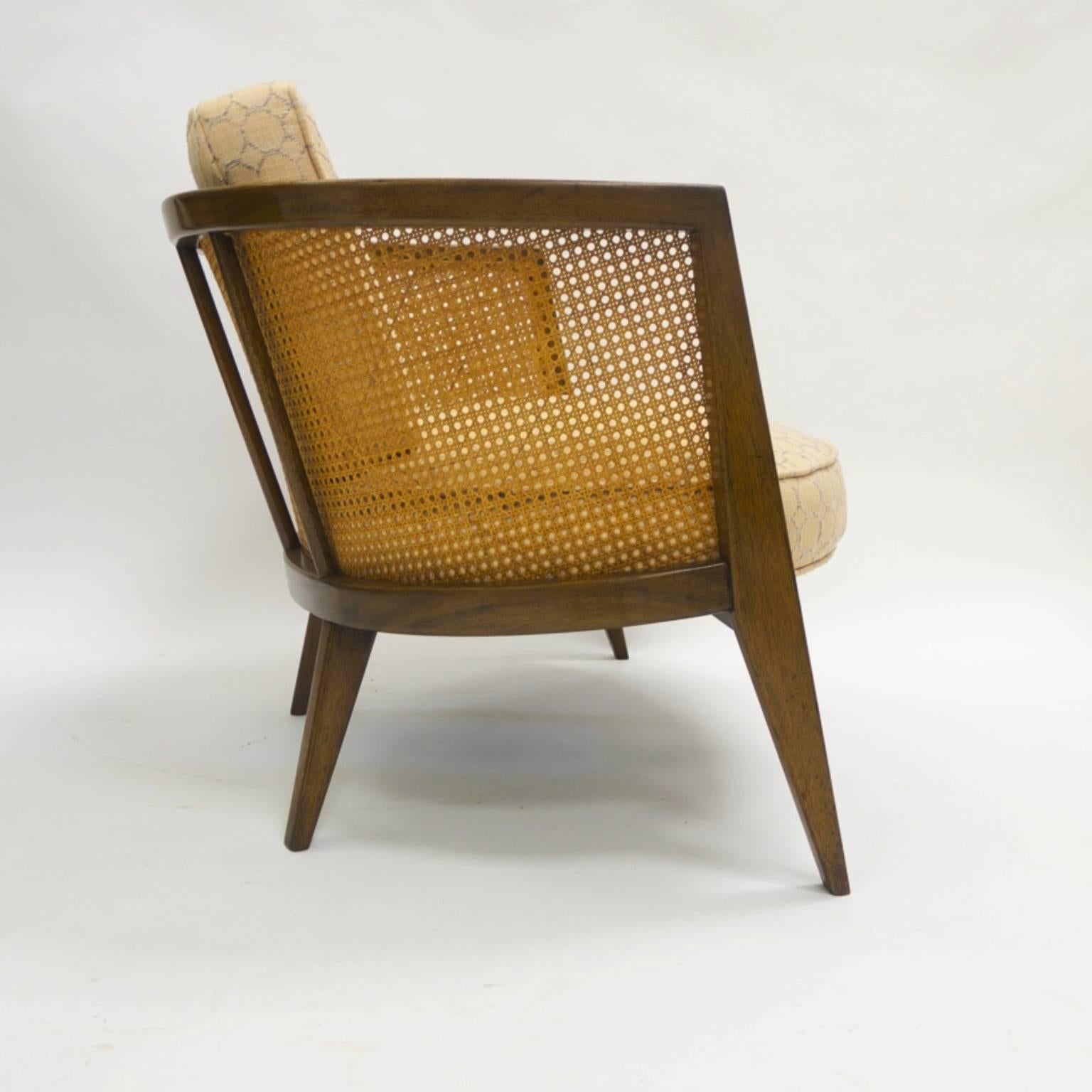 Mid-Century Modern Rare Pair of Harvey Probber Cane Barrel Back Lounge Chairs Excellent Condition