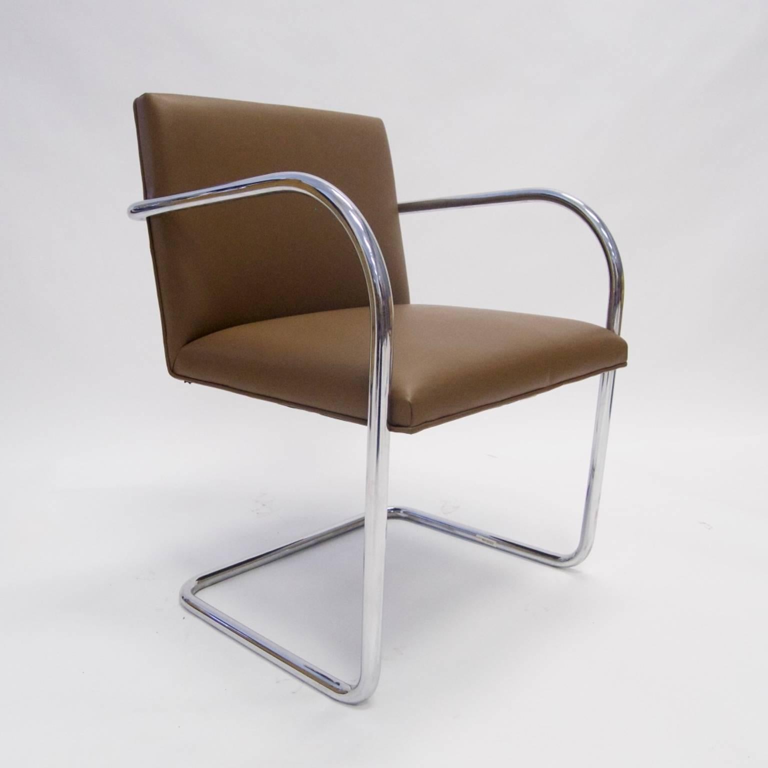 20th Century Mies van der Rohe Brno Tubular Lounge Chair in Leather