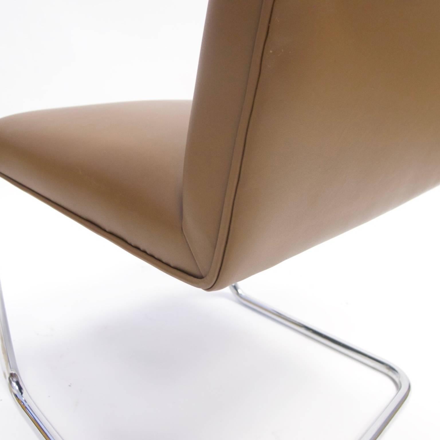 American Mies van der Rohe Brno Tubular Lounge Chair in Leather