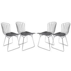 Set of Four Chrome Harry Bertoia Wire Dining Chairs