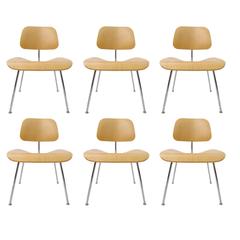 Set of Six Charles Eames "DCM" Chairs for Herman Miller in White Ash 9