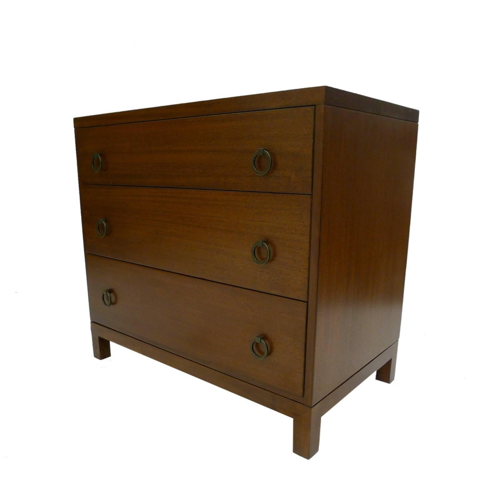 Mahogany Pair of Widdicomb Dressers with Brass Ring Pulls