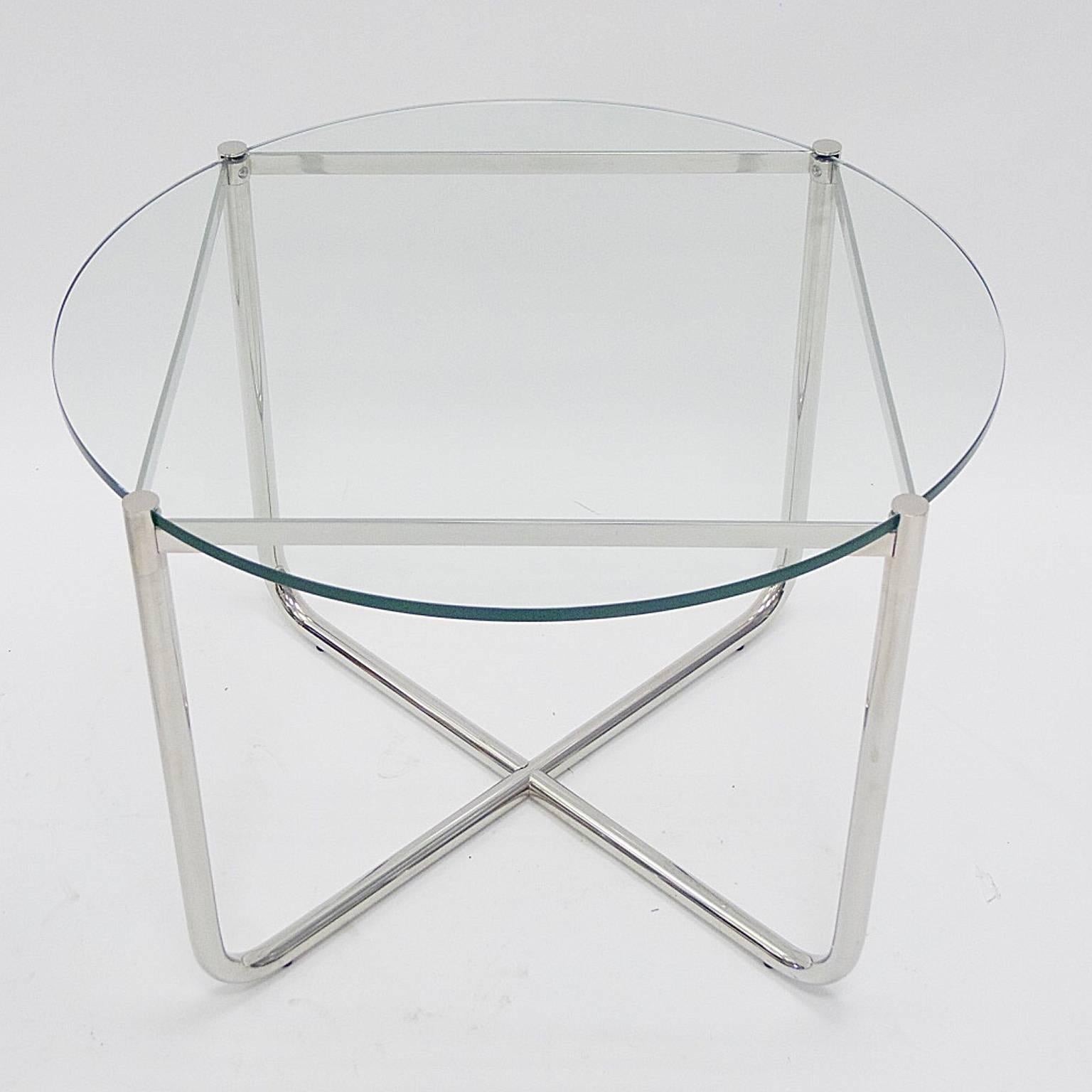 Knoll Studio Ludwig Mies van der Rohe Glass & Chrome Mr Coffee or Cocktail Table In Excellent Condition In Hudson, NY