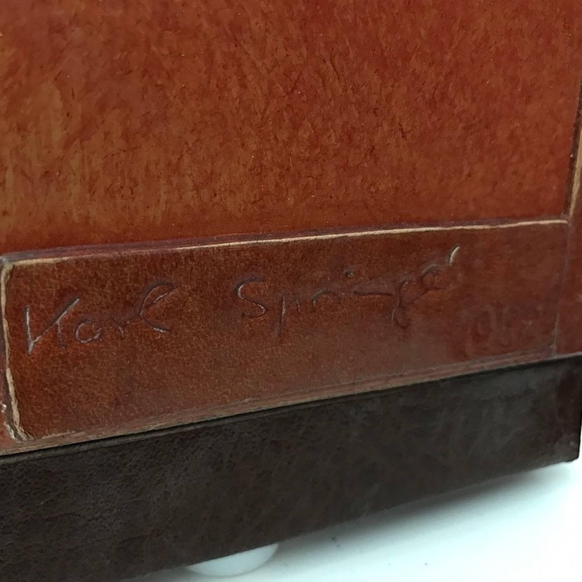Mid-Century Modern Rare Signed Karl Springer Five-Panel Folding Screen Parchment/Goatskin & Leather