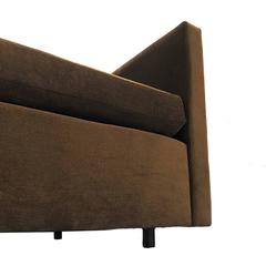 Pair of Charles Pfister for Knoll Petite Tuxedo Box Club Chairs in Brown Velour
