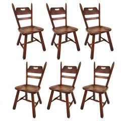 Used Six Hard Rock Vermont Maple Americana Dining Chairs, Herman DeVries for Cushman