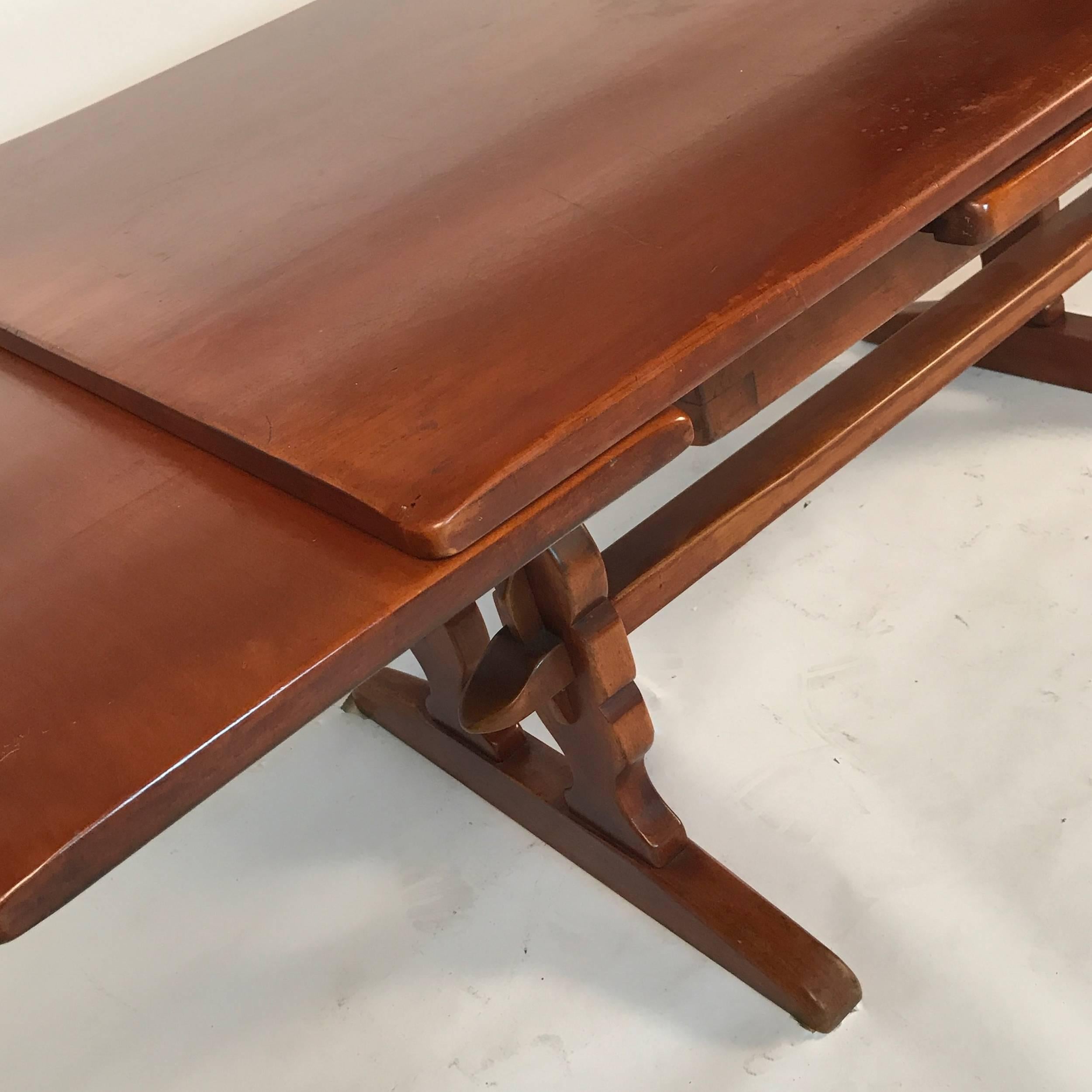 20th Century Solid Americana Vermont Hard Rock Maple Extension Dining Table by Herman DeVries