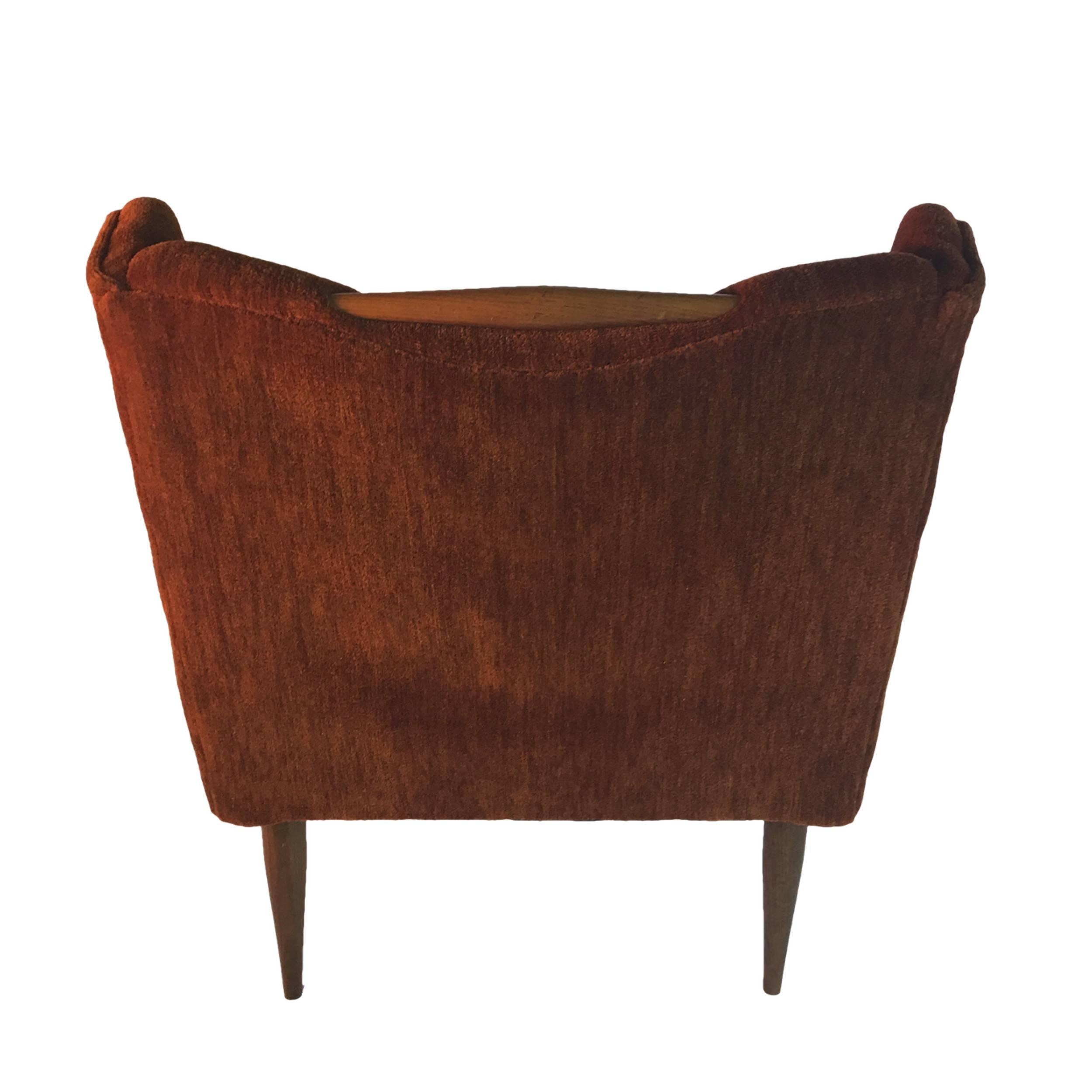 American Sculptural Midcentury Harvey Probber Slipper Lounge Chairs with Walnut Detail